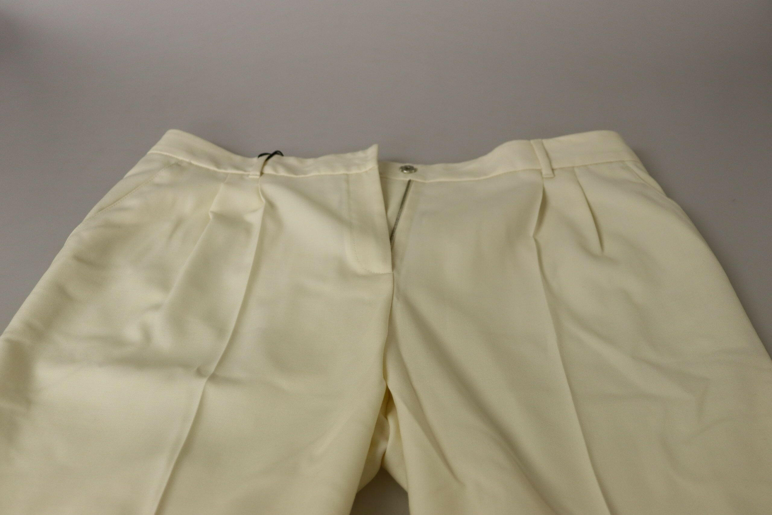 Dolce & Gabbana Ivory High Waist Cropped Folded Hem Trousers Pants -   -  Dolce & Gabbana.