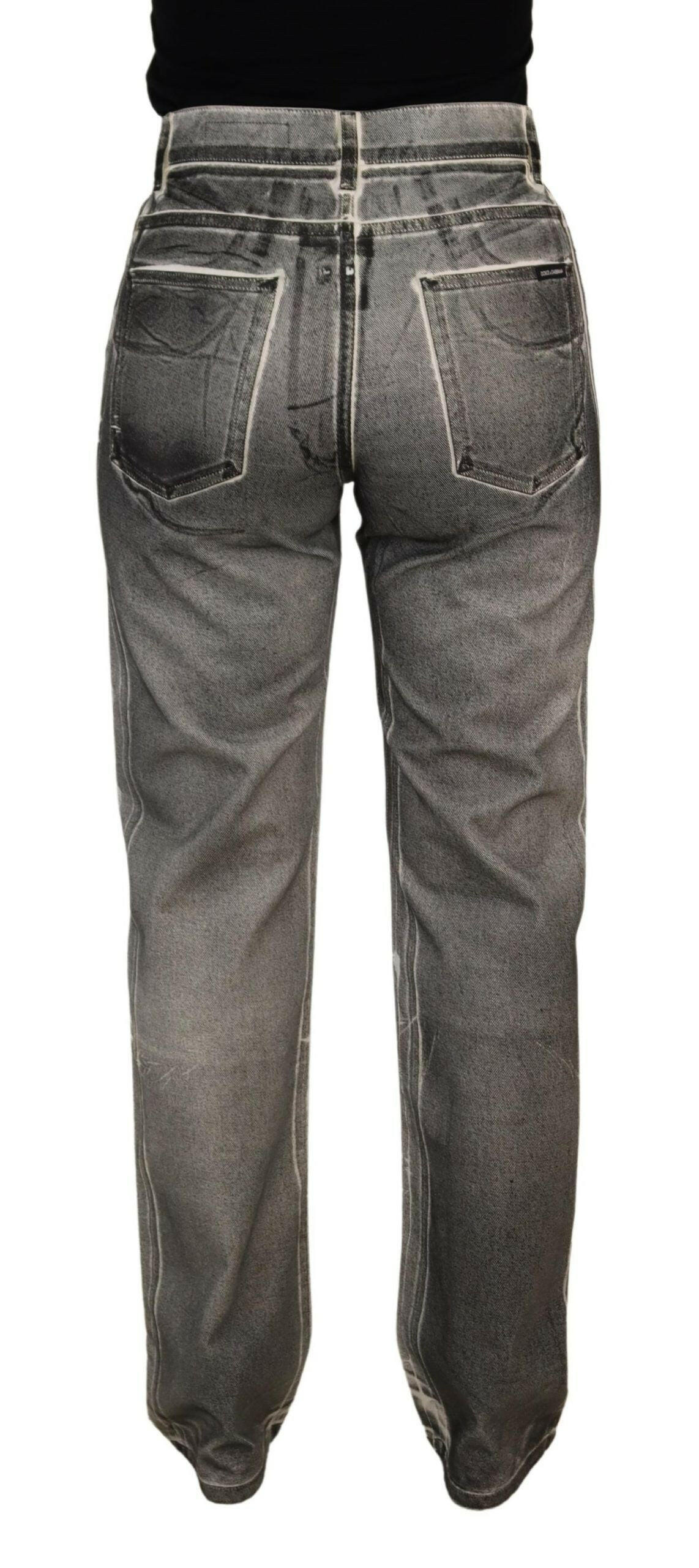 Dolce & Gabbana Grey Washed High Waist Denim Pants Cotton Jeans -   -  Dolce & Gabbana.