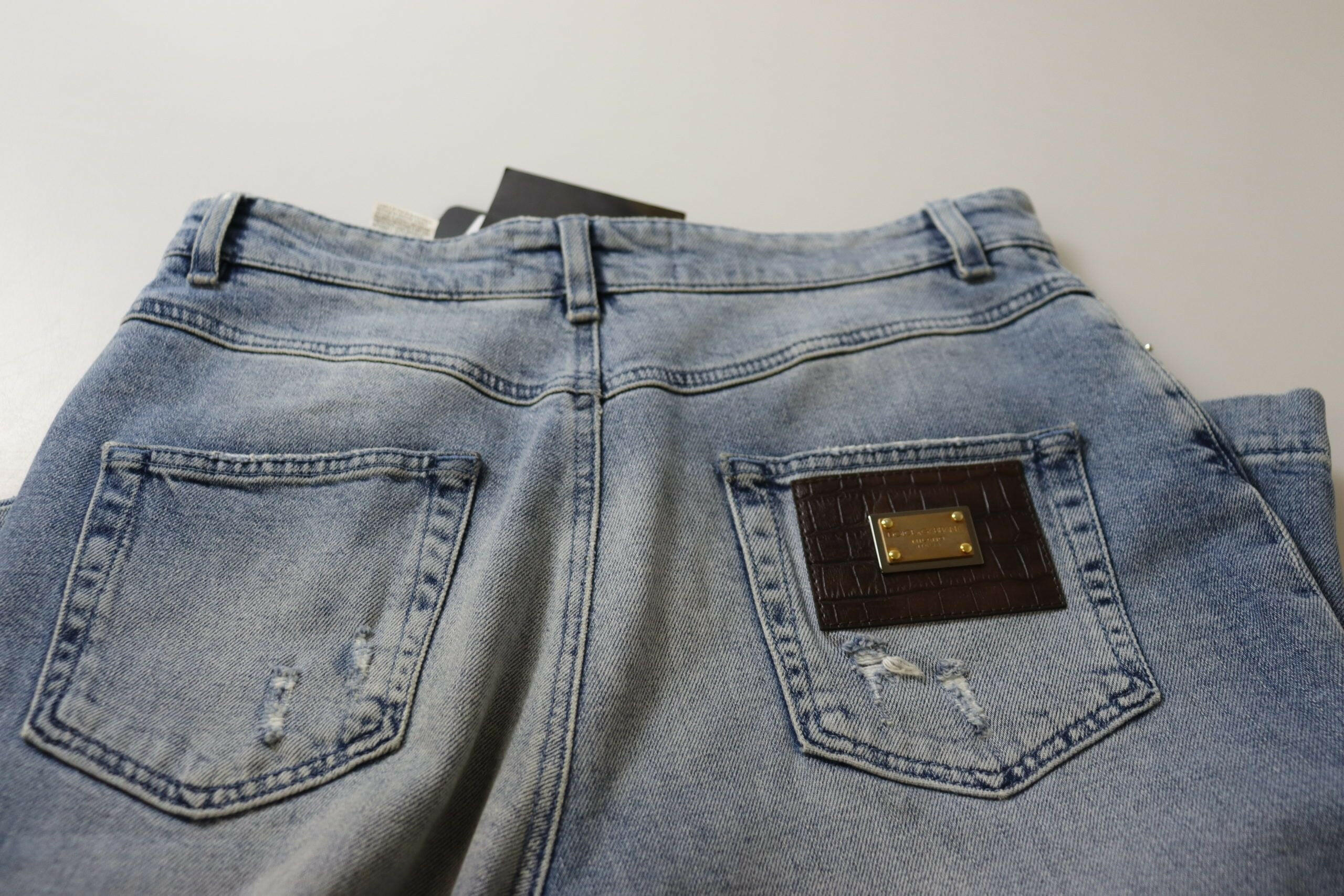 Dolce & Gabbana Blue Washed High Waist Cropped Denim Jeans -   -  Dolce & Gabbana.