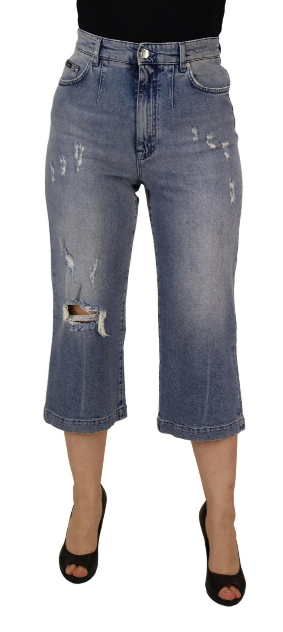 Dolce & Gabbana Blue Washed High Waist Cropped Denim Jeans -   -  Dolce & Gabbana.