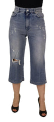 Dolce & Gabbana Blue Washed High Waist Cropped Denim Jeans -   -  Dolce & Gabbana.