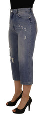 Dolce & Gabbana Blue Washed High Waist Cropped Denim Jeans -   -  Dolce & Gabbana.