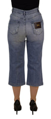 Dolce & Gabbana Blue Washed High Waist Cropped Denim Jeans -   -  Dolce & Gabbana.