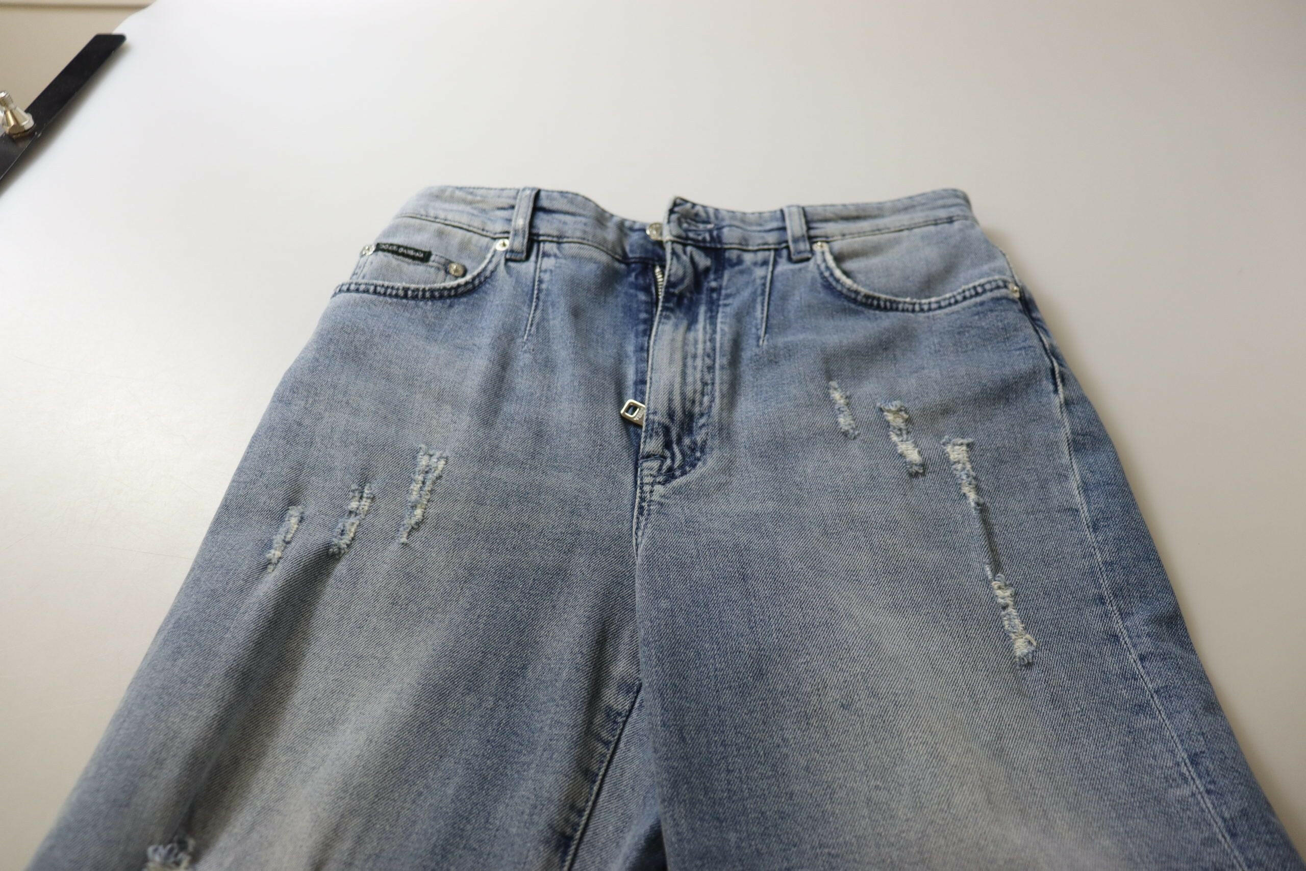 Dolce & Gabbana Blue Washed High Waist Cropped Denim Jeans -   -  Dolce & Gabbana.