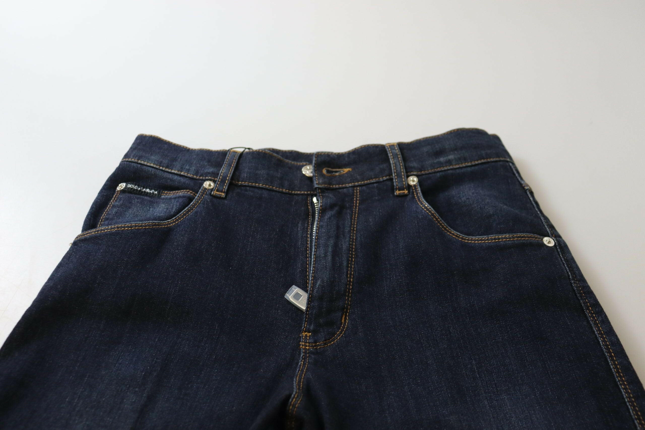 Dolce & Gabbana Blue Cotton High Waist Skinny Denim Jeans -   -  Dolce & Gabbana.