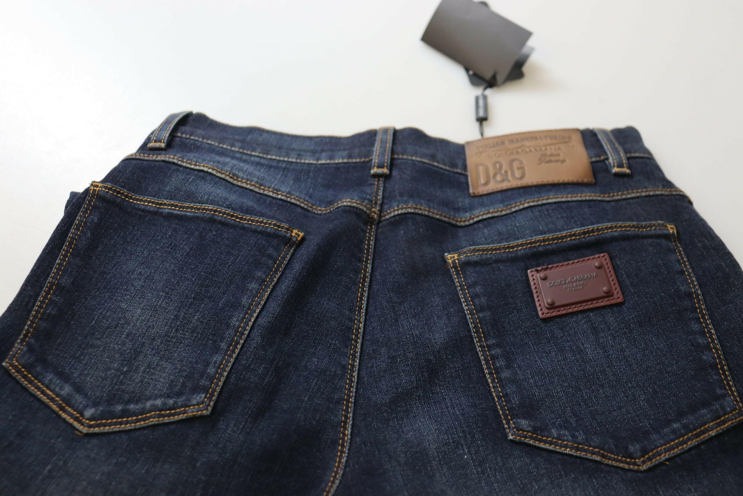 Dolce & Gabbana Blue Cotton High Waist Skinny Denim Jeans -   -  Dolce & Gabbana.