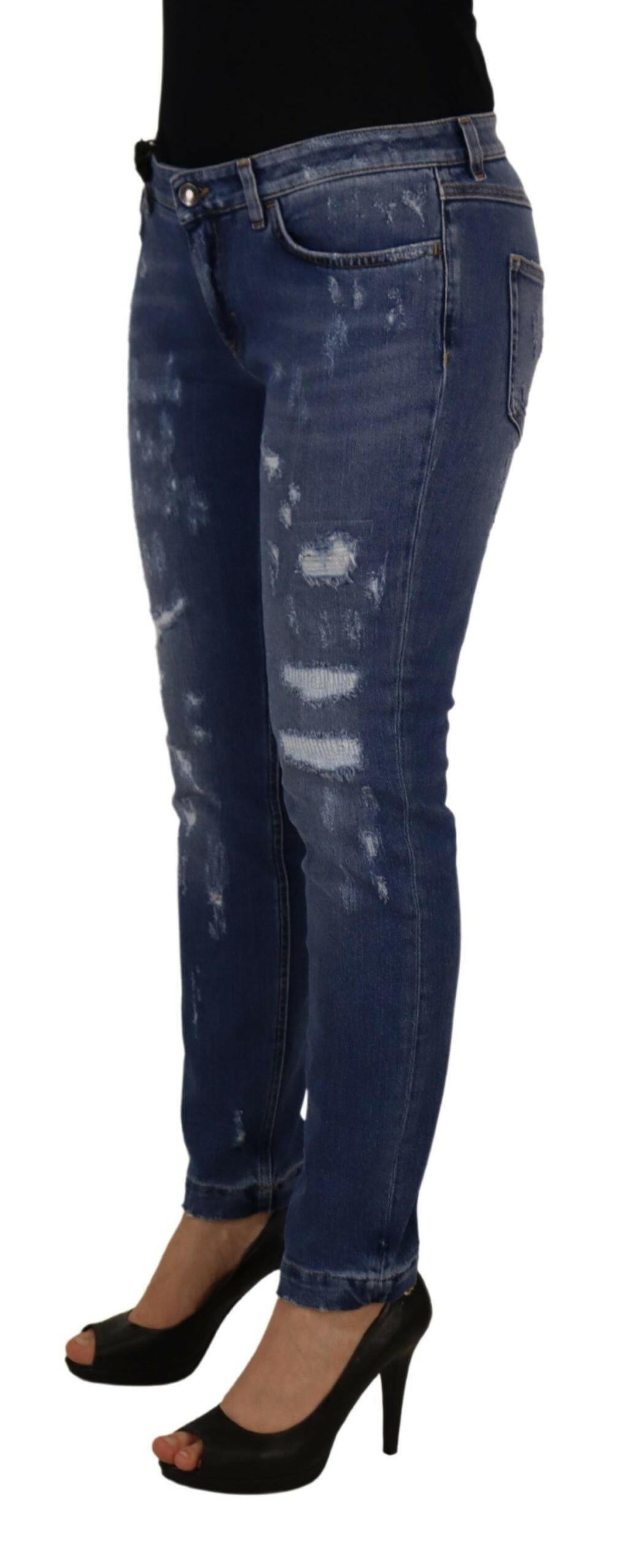 Dolce & Gabbana Blue Washed Cotton Skinny Low Waist Denim Jeans -   -  Dolce & Gabbana.