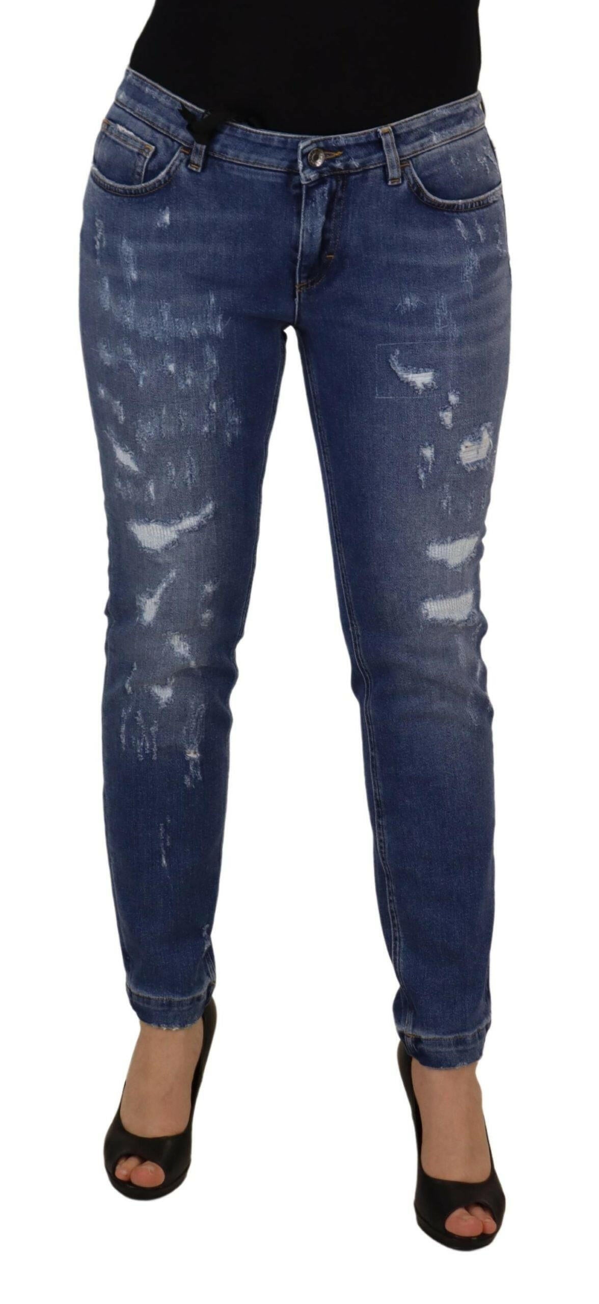 Dolce & Gabbana Blue Washed Cotton Skinny Low Waist Denim Jeans -   -  Dolce & Gabbana.
