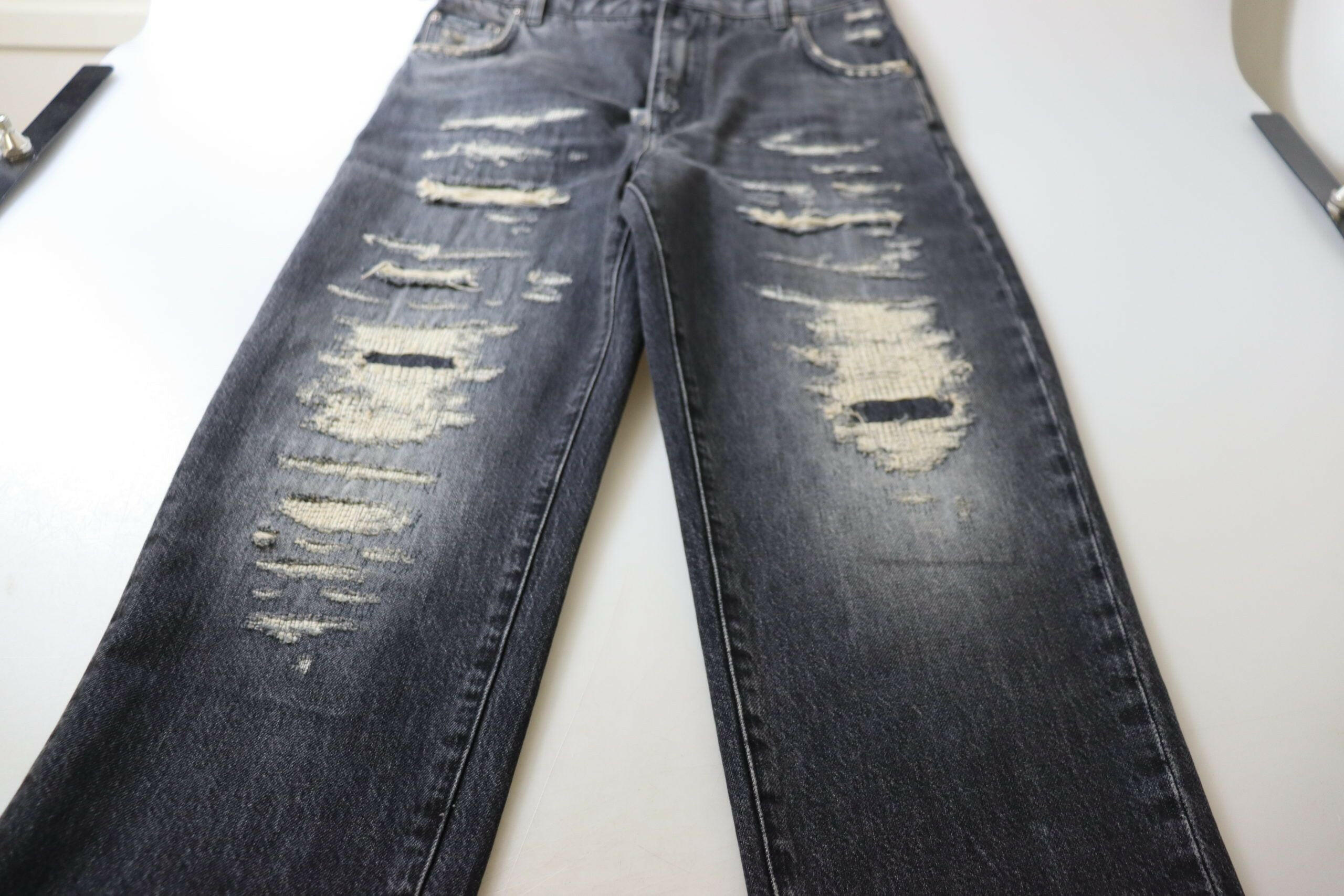 Dolce & Gabbana Black Washed Tattered High Waist Denim Jeans -   -  Dolce & Gabbana.