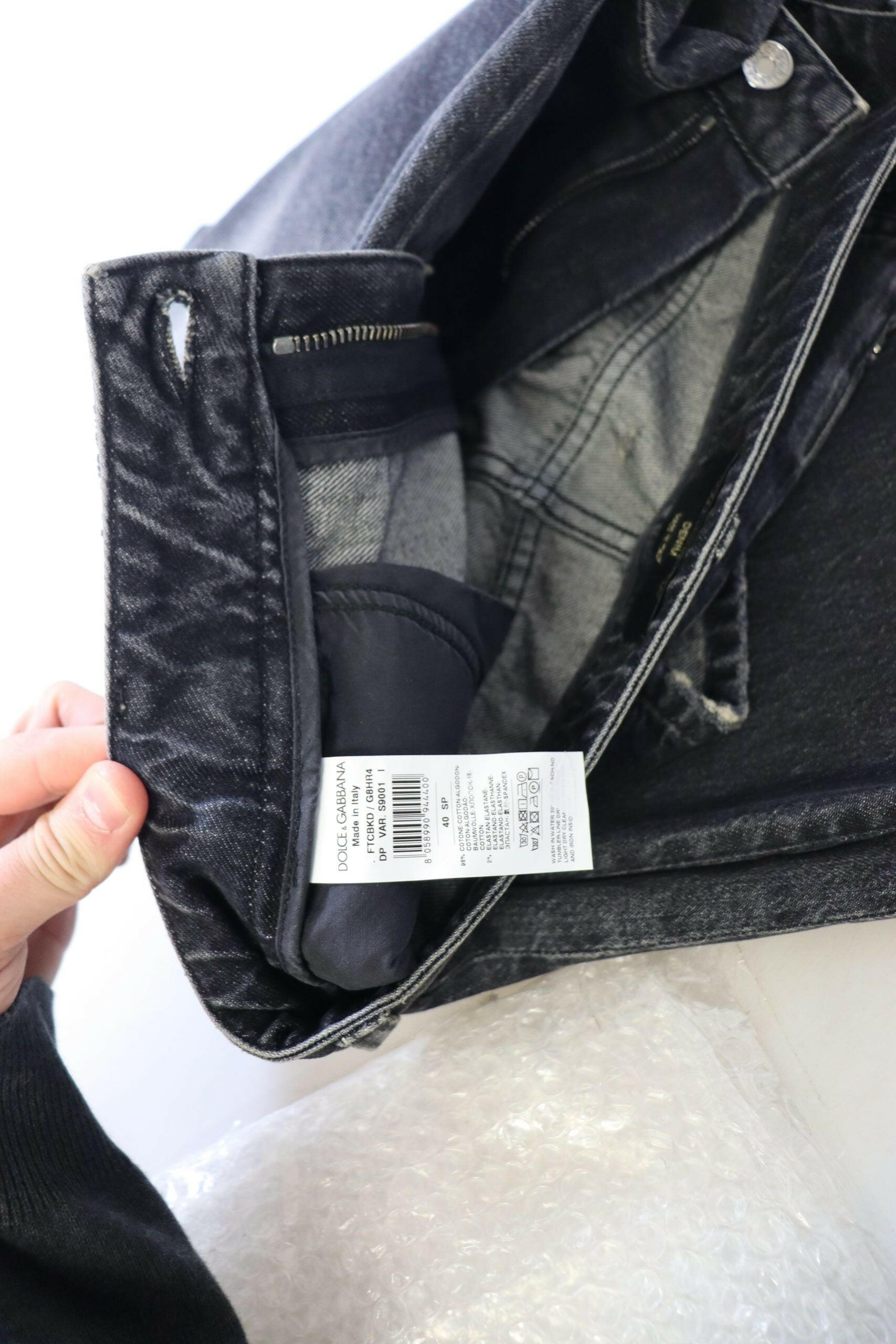 Dolce & Gabbana Black Washed Tattered High Waist Denim Jeans -   -  Dolce & Gabbana.
