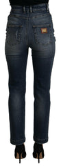 Dolce & Gabbana Blue Denim Crystal Embellished Pants Jeans -   -  Dolce & Gabbana.