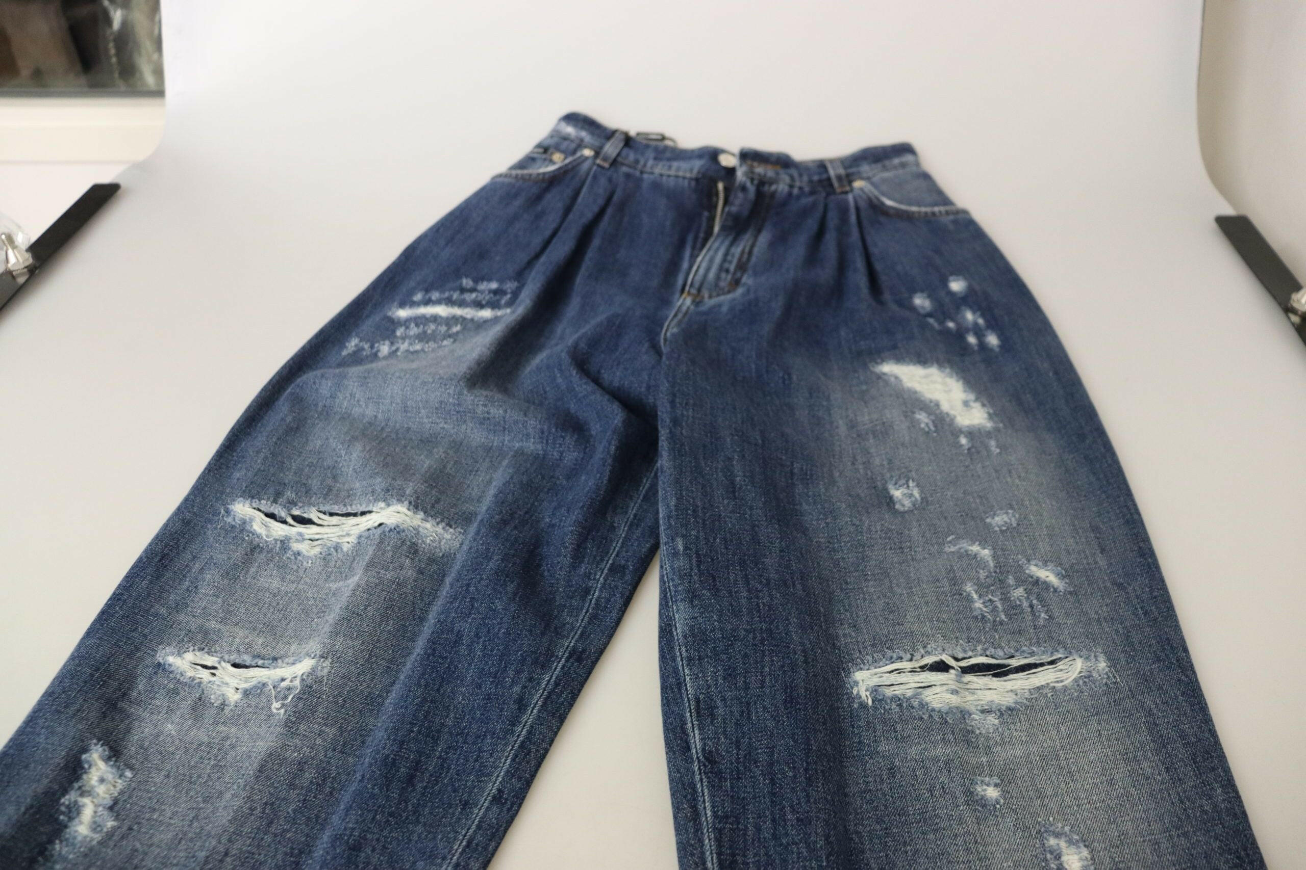 Dolce & Gabbana Blue Washed High Waist Loose Fit Pants -   -  Dolce & Gabbana.