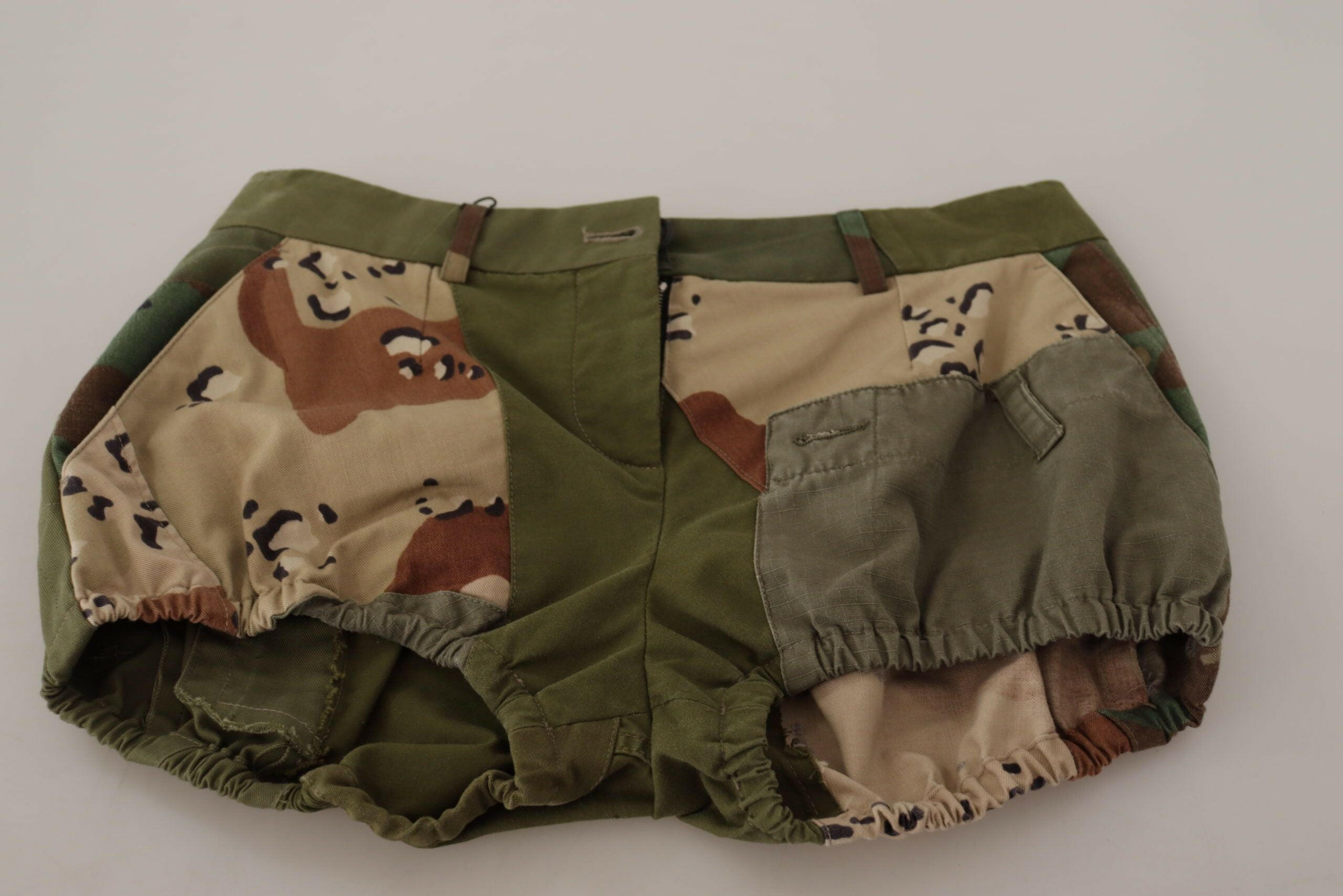 Dolce & Gabbana Green High Waist Hot Pants Cotton Army Shorts -   -  Dolce & Gabbana.