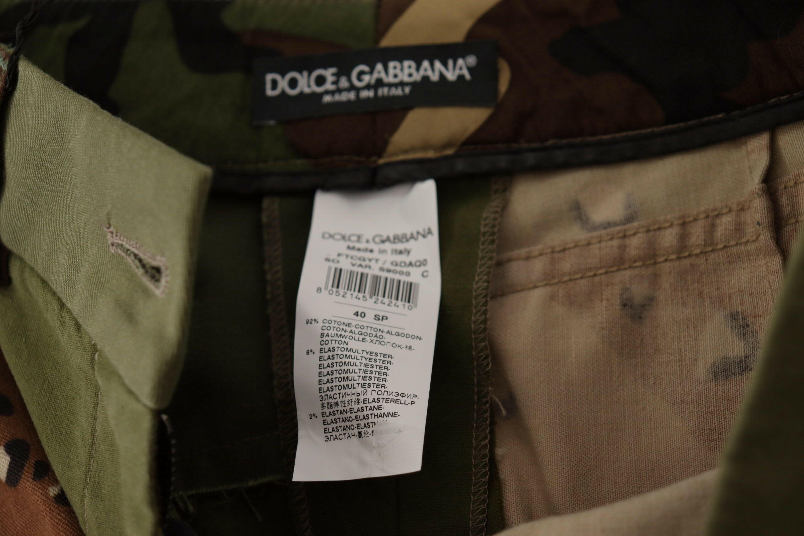 Dolce & Gabbana Green High Waist Hot Pants Cotton Army Shorts -   -  Dolce & Gabbana.