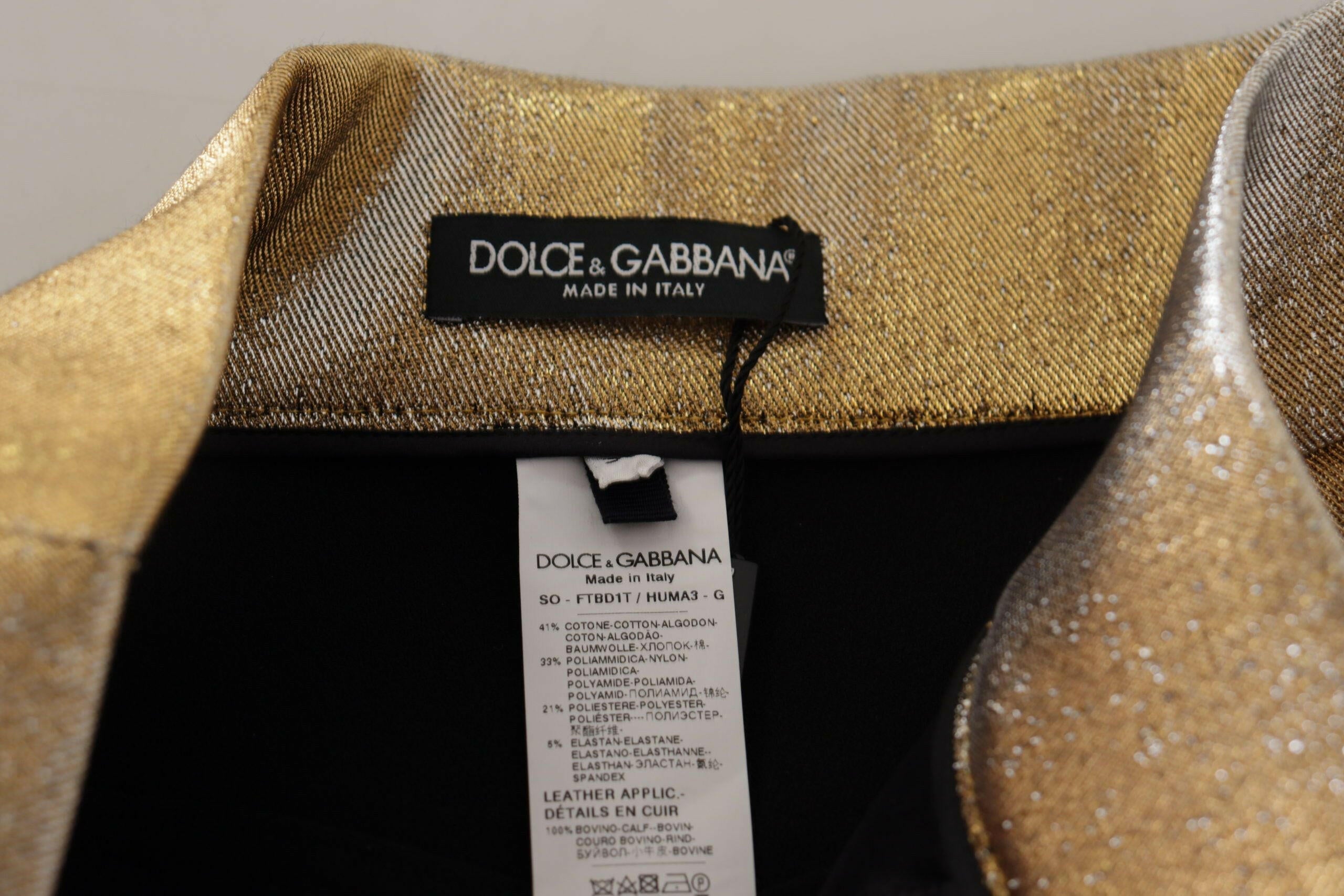 Dolce & Gabbana Gold Cotton Blend Glittered Hot Shorts -   -  Dolce & Gabbana.