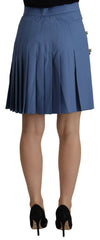 Dolce & Gabbana Blue Embellished Pleated Mini Skirt Wool -   -  Dolce & Gabbana.