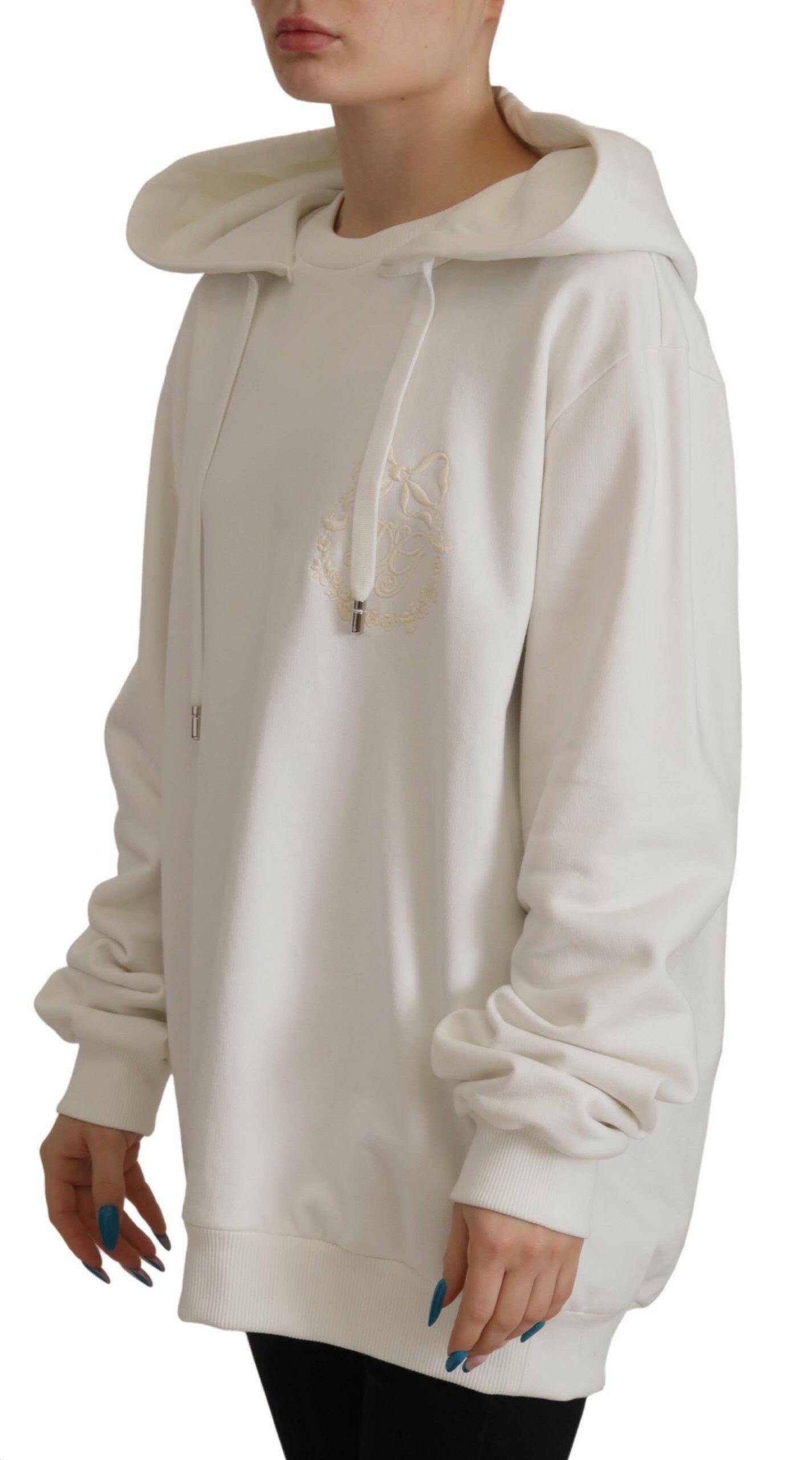 Dolce & Gabbana White Hoodie Pullover Embroidered Sweater -   -  Dolce & Gabbana.