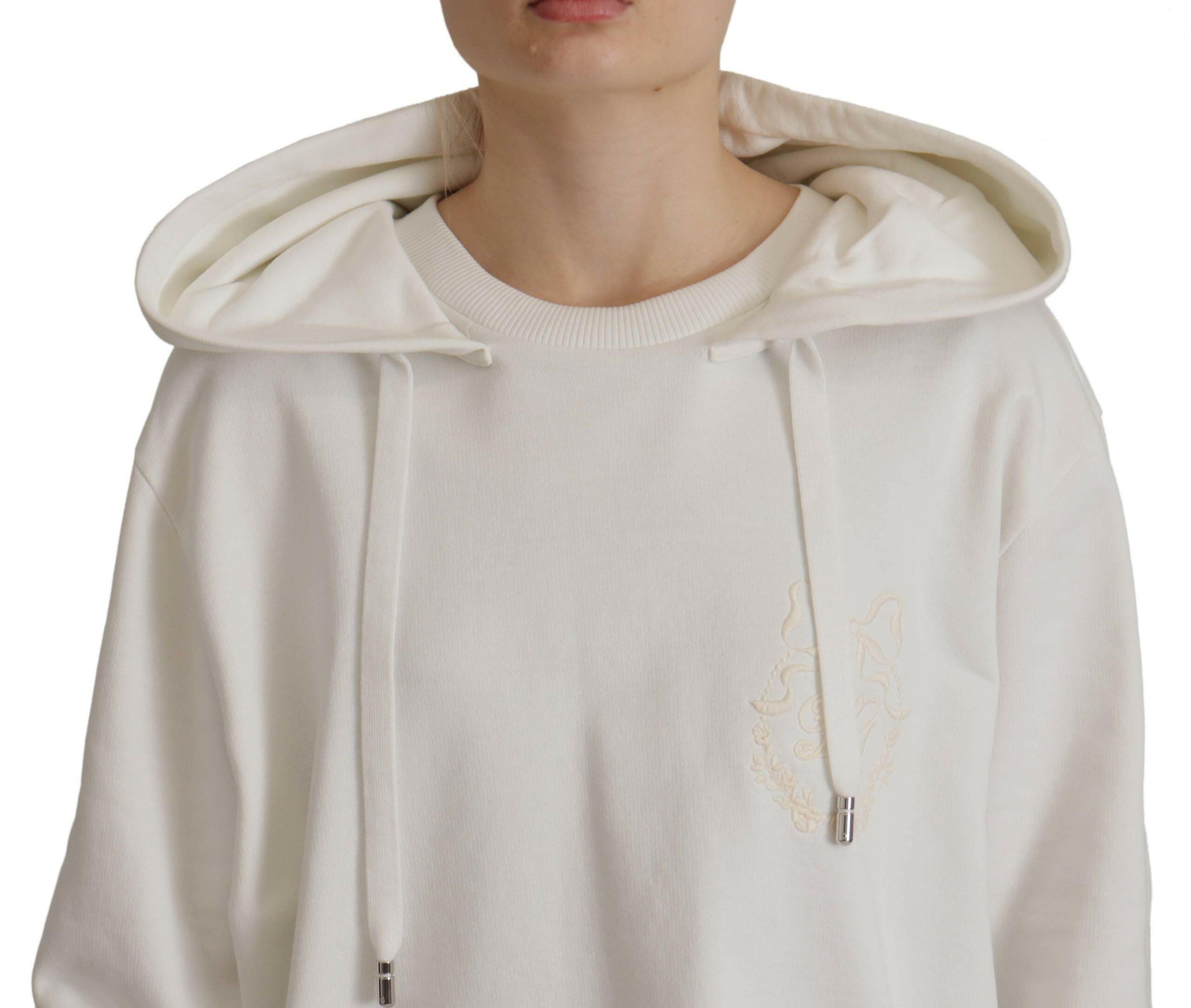 Dolce & Gabbana White Hoodie Pullover Embroidered Sweater -   -  Dolce & Gabbana.