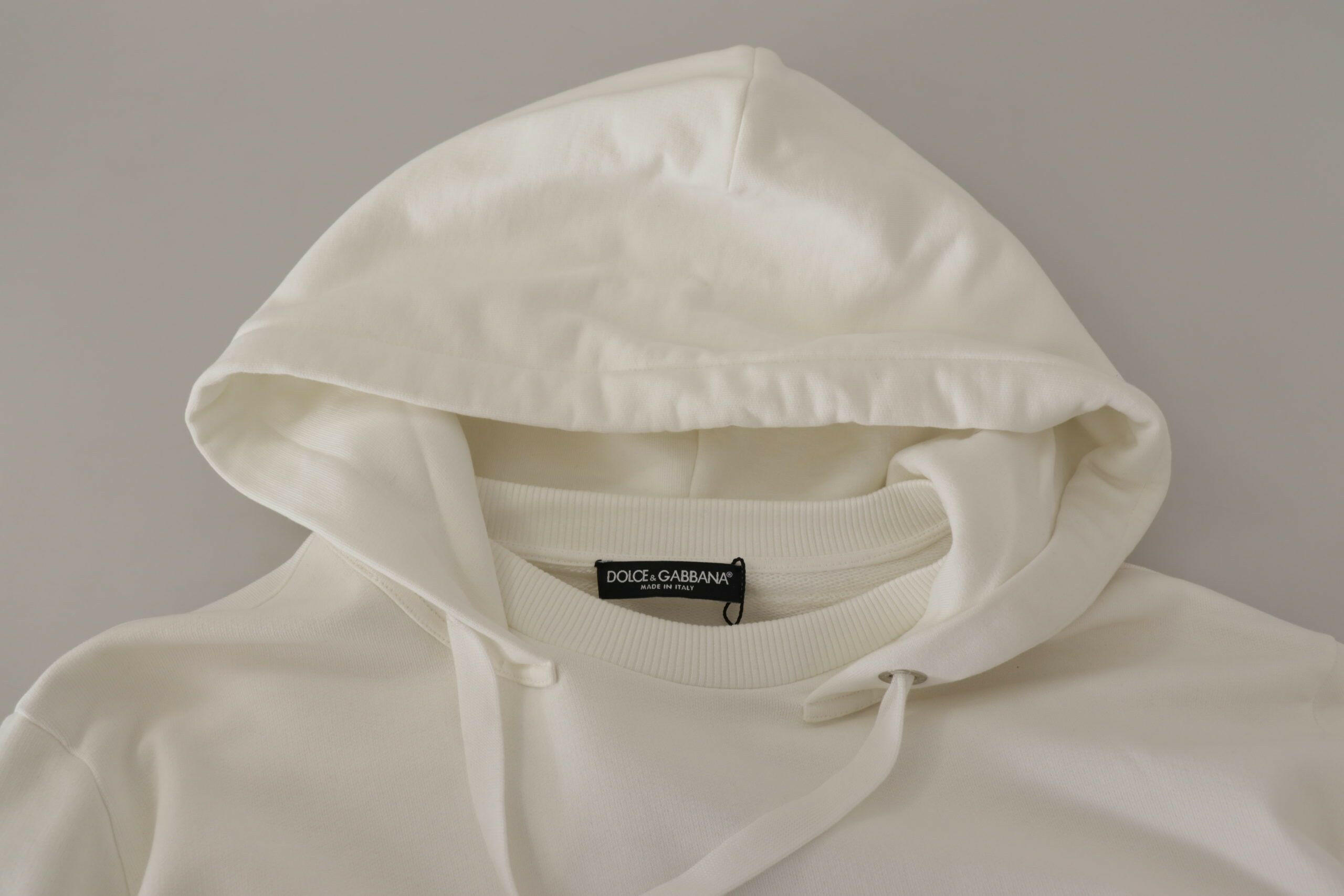 Dolce & Gabbana White Hoodie Pullover Embroidered Sweater -   -  Dolce & Gabbana.