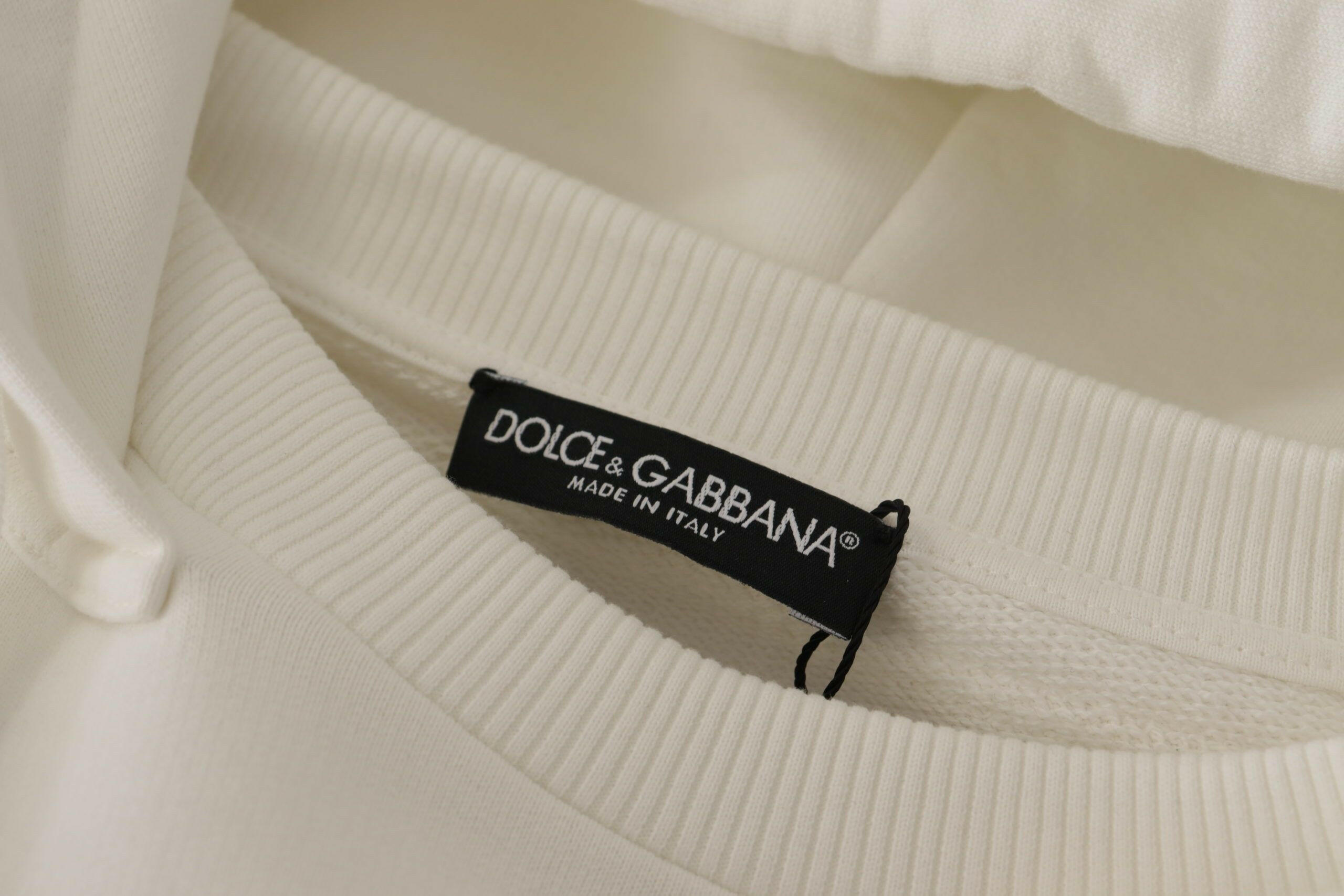 Dolce & Gabbana White Hoodie Pullover Embroidered Sweater -   -  Dolce & Gabbana.