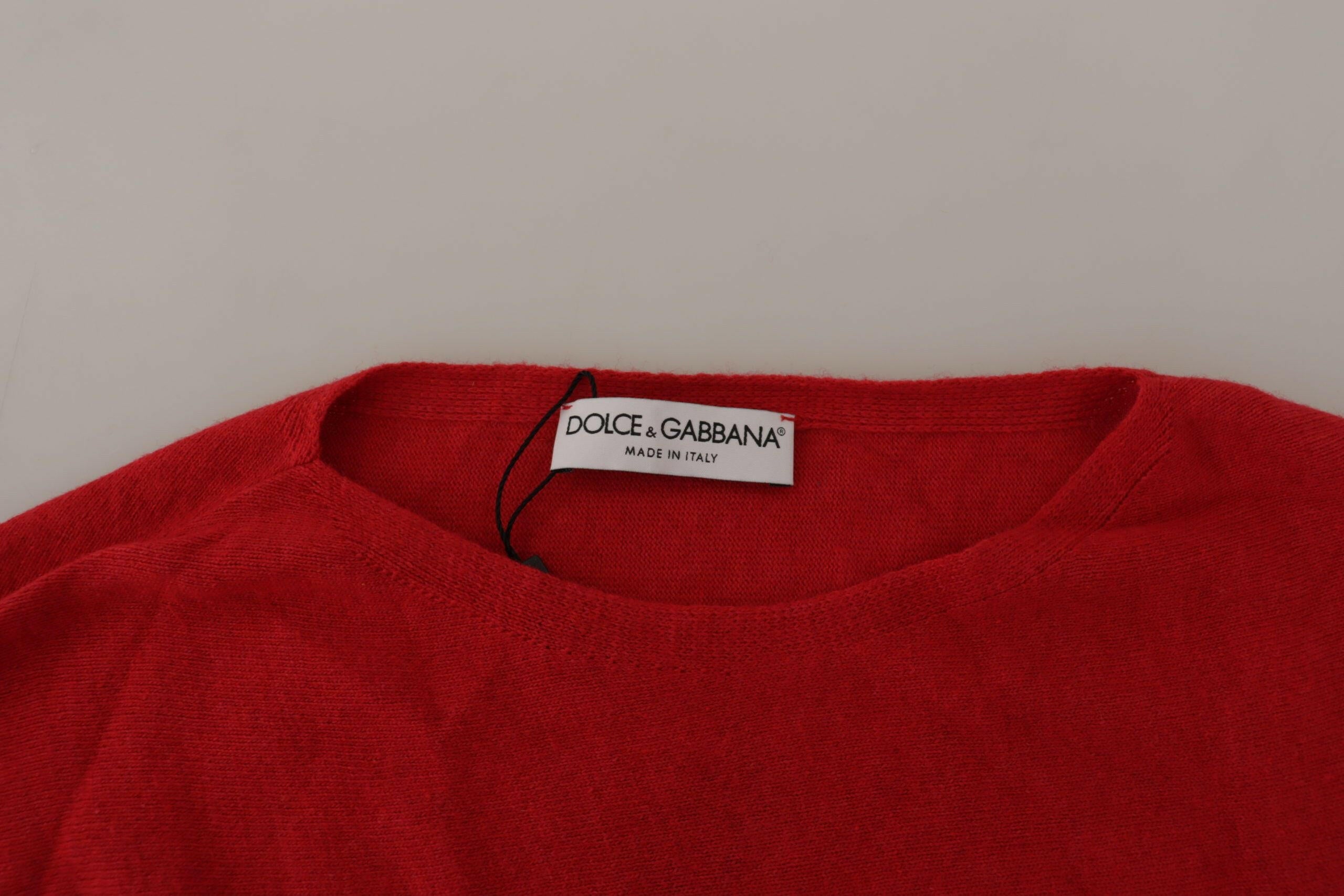 Dolce & Gabbana Red Wool Knit Round Neck Pullover Sweater -   -  Dolce & Gabbana.