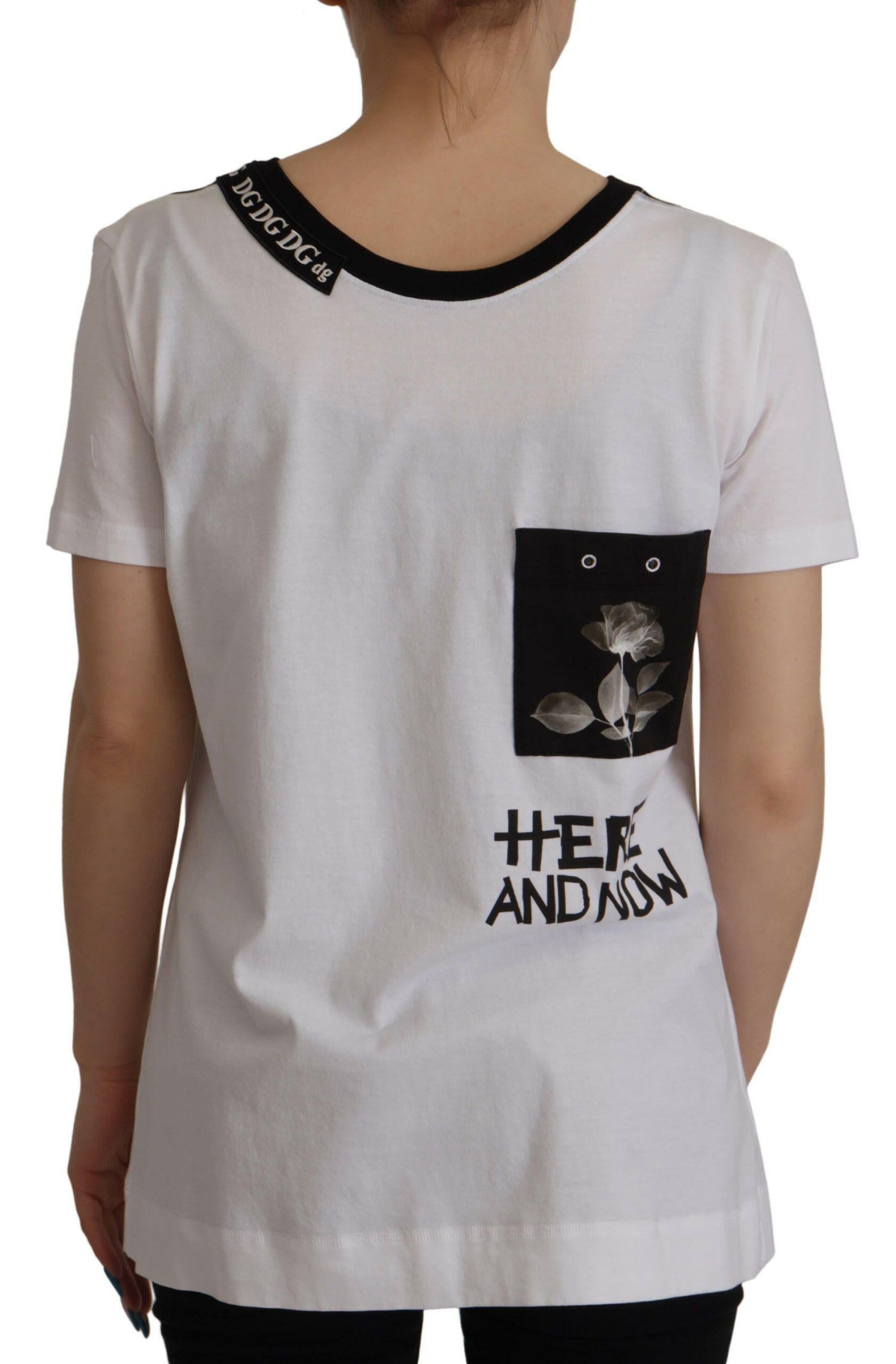 Dolce & Gabbana White Slogan Print Round Neck Cotton  T-shirt -   -  Dolce & Gabbana.