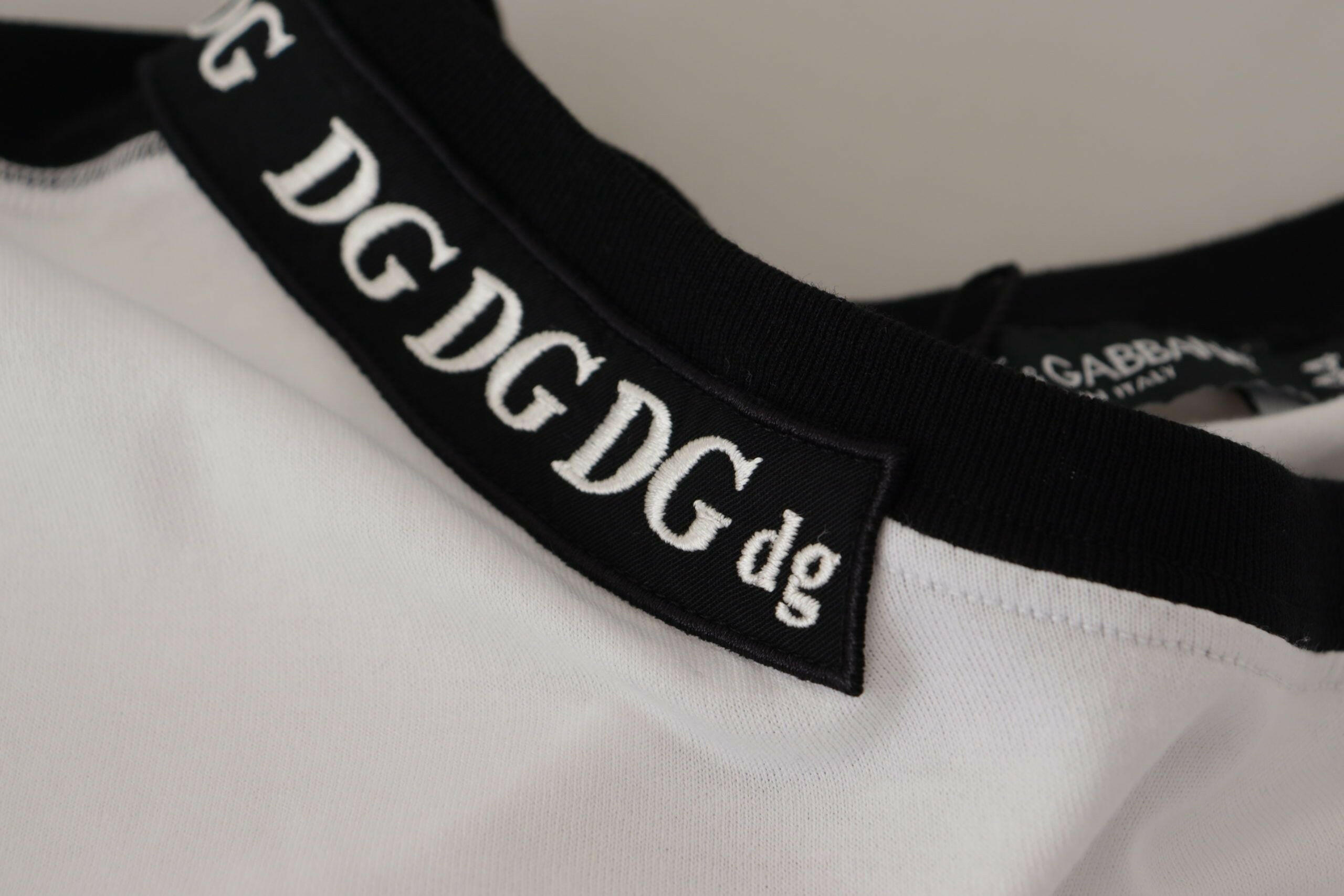 Dolce & Gabbana White Slogan Print Round Neck Cotton  T-shirt -   -  Dolce & Gabbana.