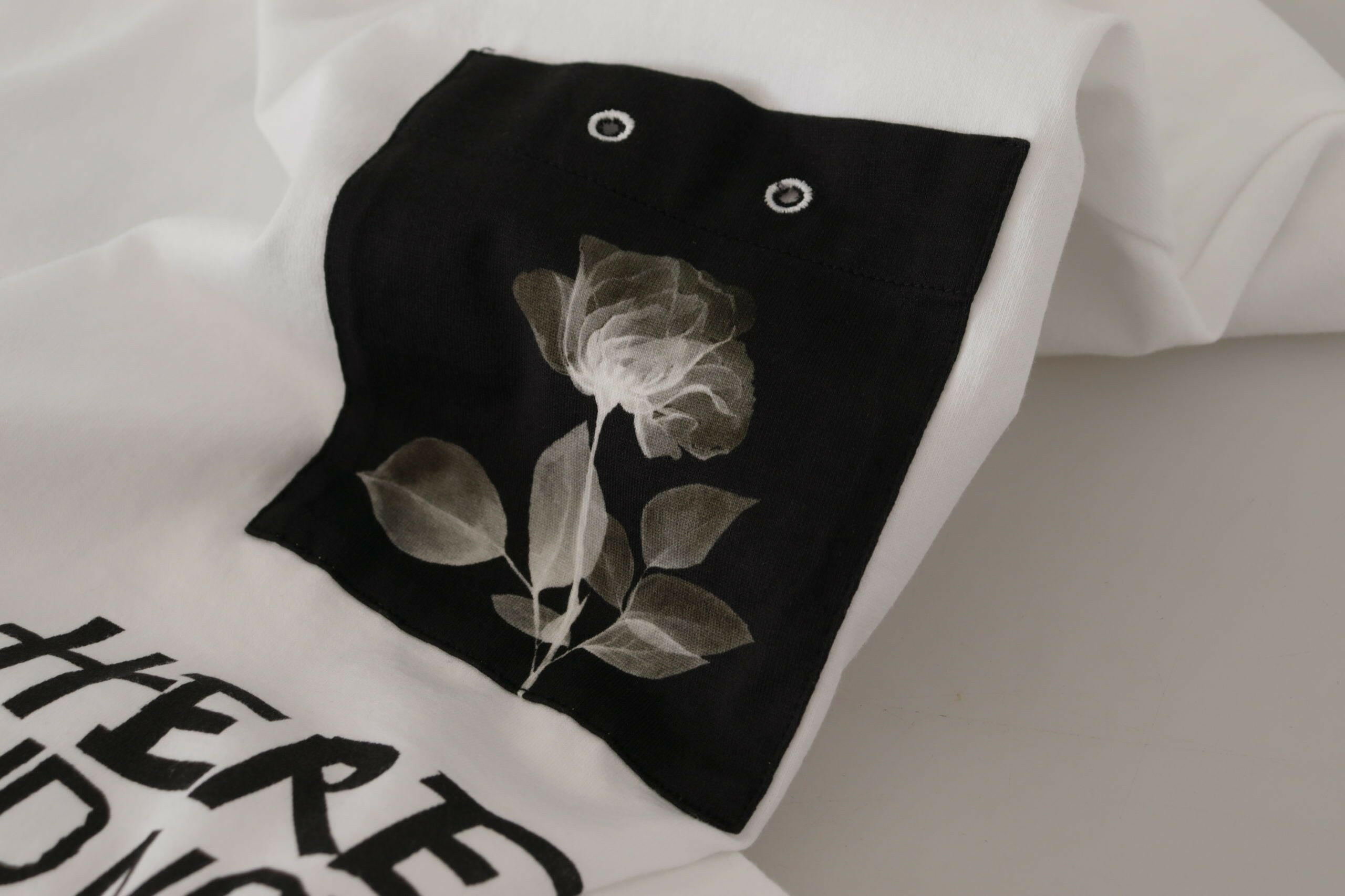 Dolce & Gabbana White Slogan Print Round Neck Cotton  T-shirt -   -  Dolce & Gabbana.