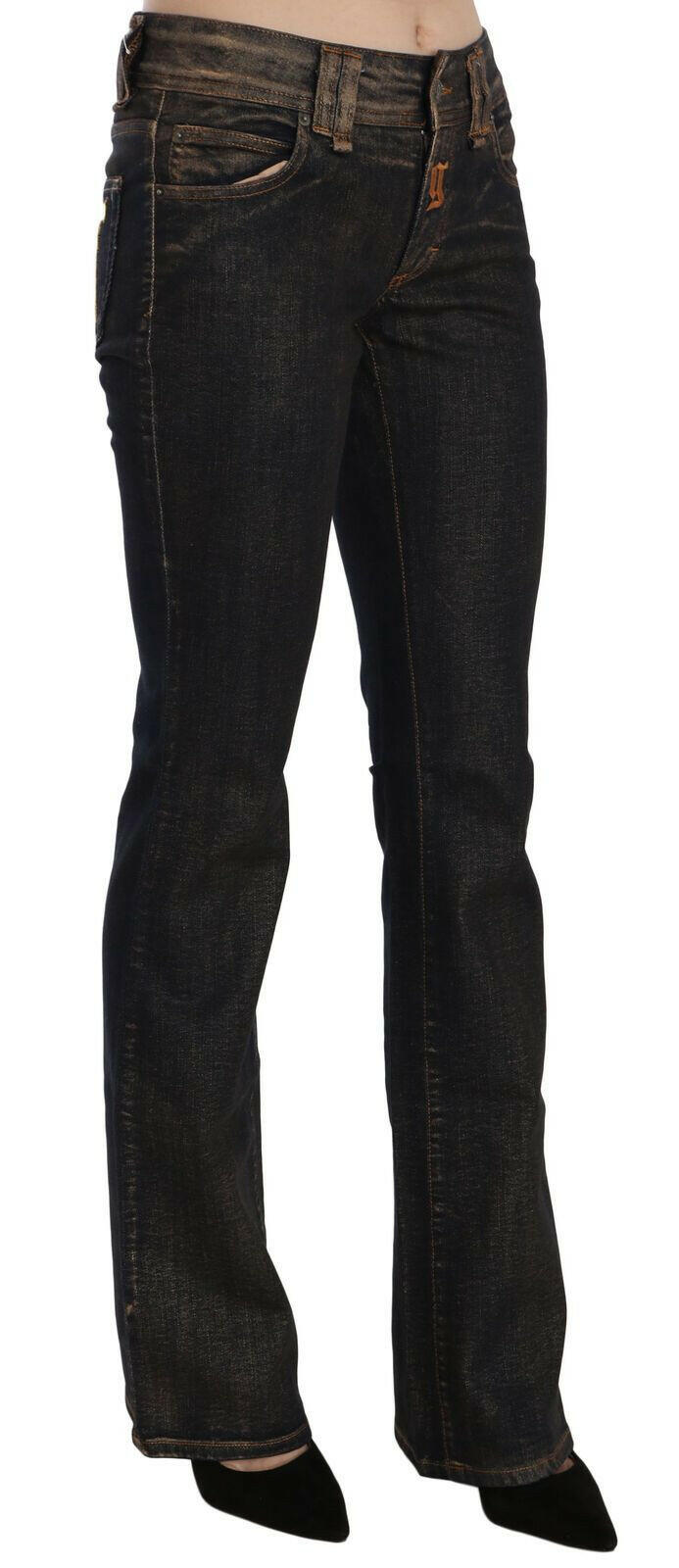 John Galliano Black Washed Mid Waist Flared Denim Pants Cotton -   -  John Galliano.