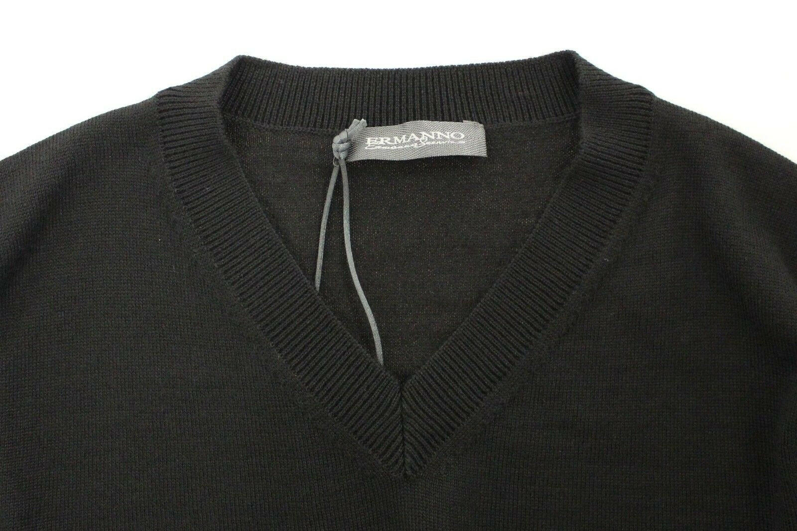 Ermanno Scervino Black Wool Blend V-neck Pullover Sweater -   -  Ermanno Scervino.