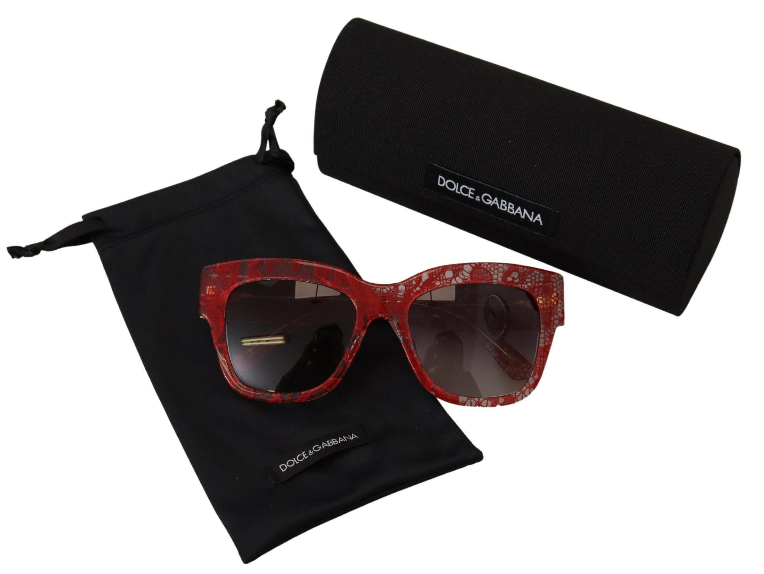 Dolce & Gabbana Red Lace Acetate Rectangle Shades  DG4231F  Sunglasses -  Jewellery, Women -  Dolce & Gabbana.