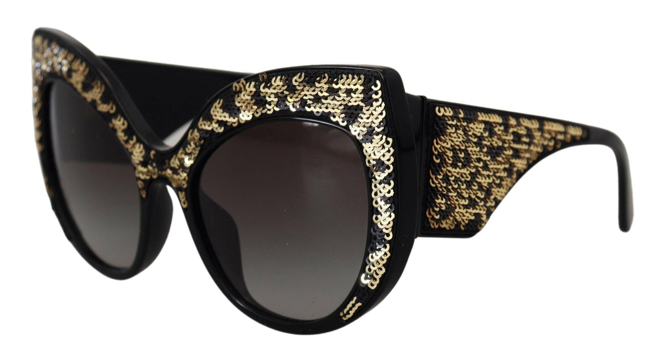Dolce & Gabbana Black Gold Sequin Butterfly Polarized DG4326 Sunglasses -  Jewellery, Women -  Dolce & Gabbana.