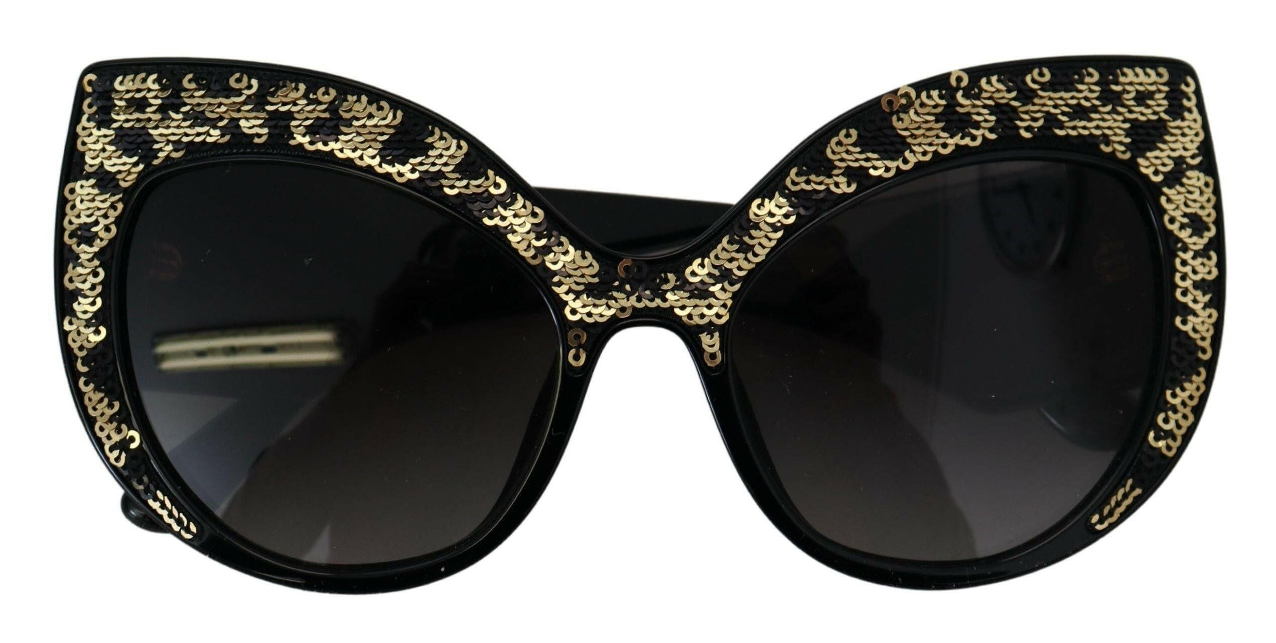 Dolce & Gabbana Black Gold Sequin Butterfly Polarized DG4326 Sunglasses -  Jewellery, Women -  Dolce & Gabbana.