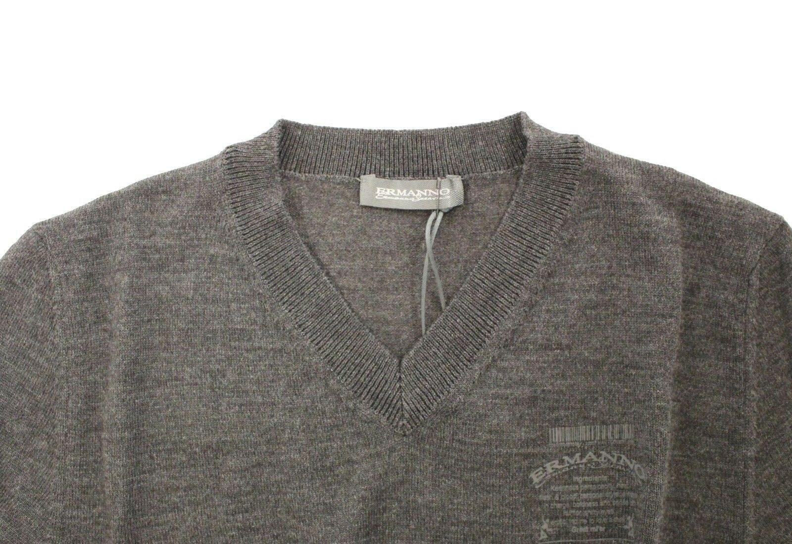 Ermanno Scervino Gray Wool Blend V-neck Pullover Sweater -   -  Ermanno Scervino.