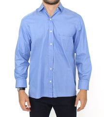 Ermanno Scervino Blue Cotton Dress Classic Fit Shirt -   -  Ermanno Scervino.