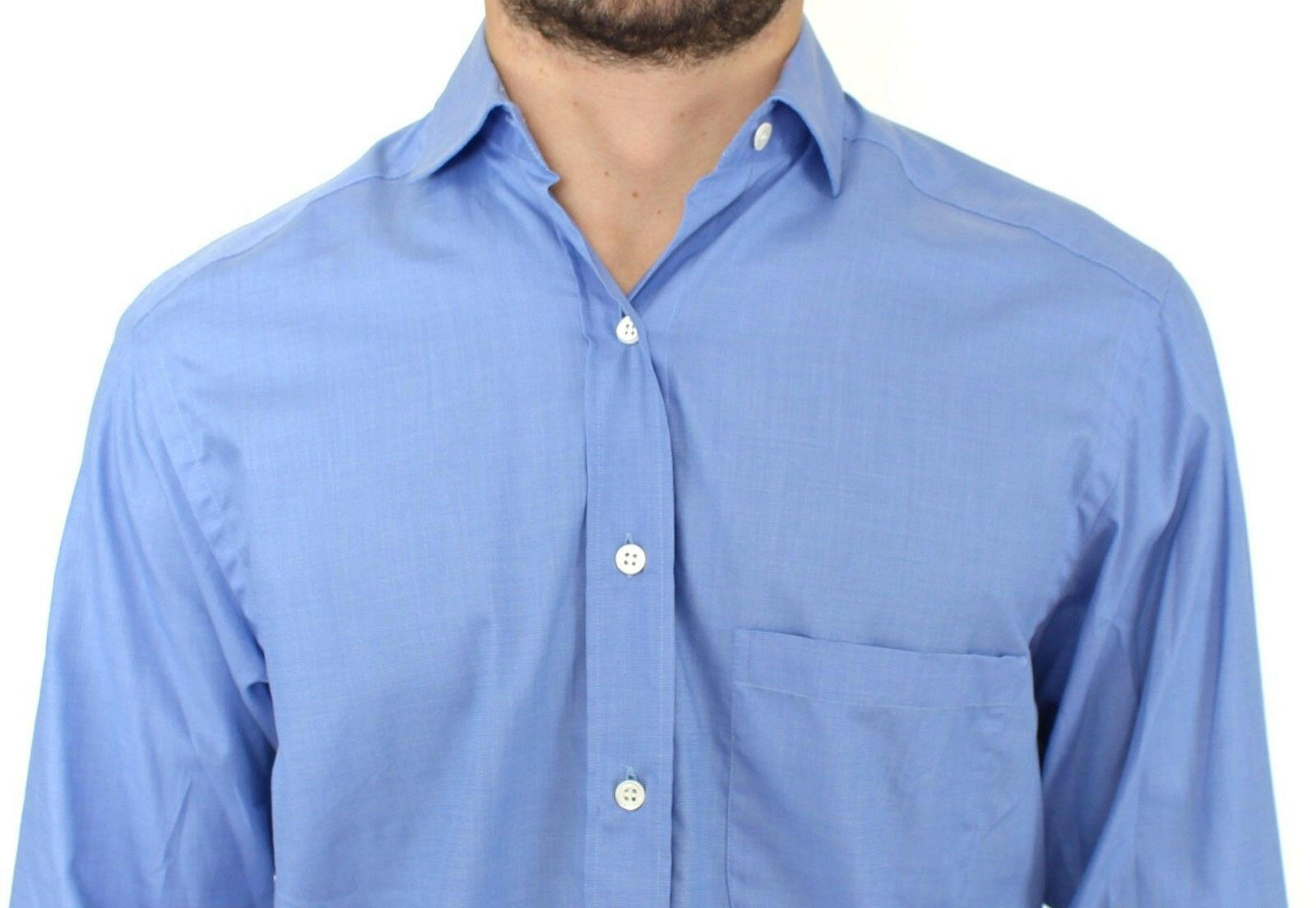 Ermanno Scervino Blue Cotton Dress Classic Fit Shirt -   -  Ermanno Scervino.