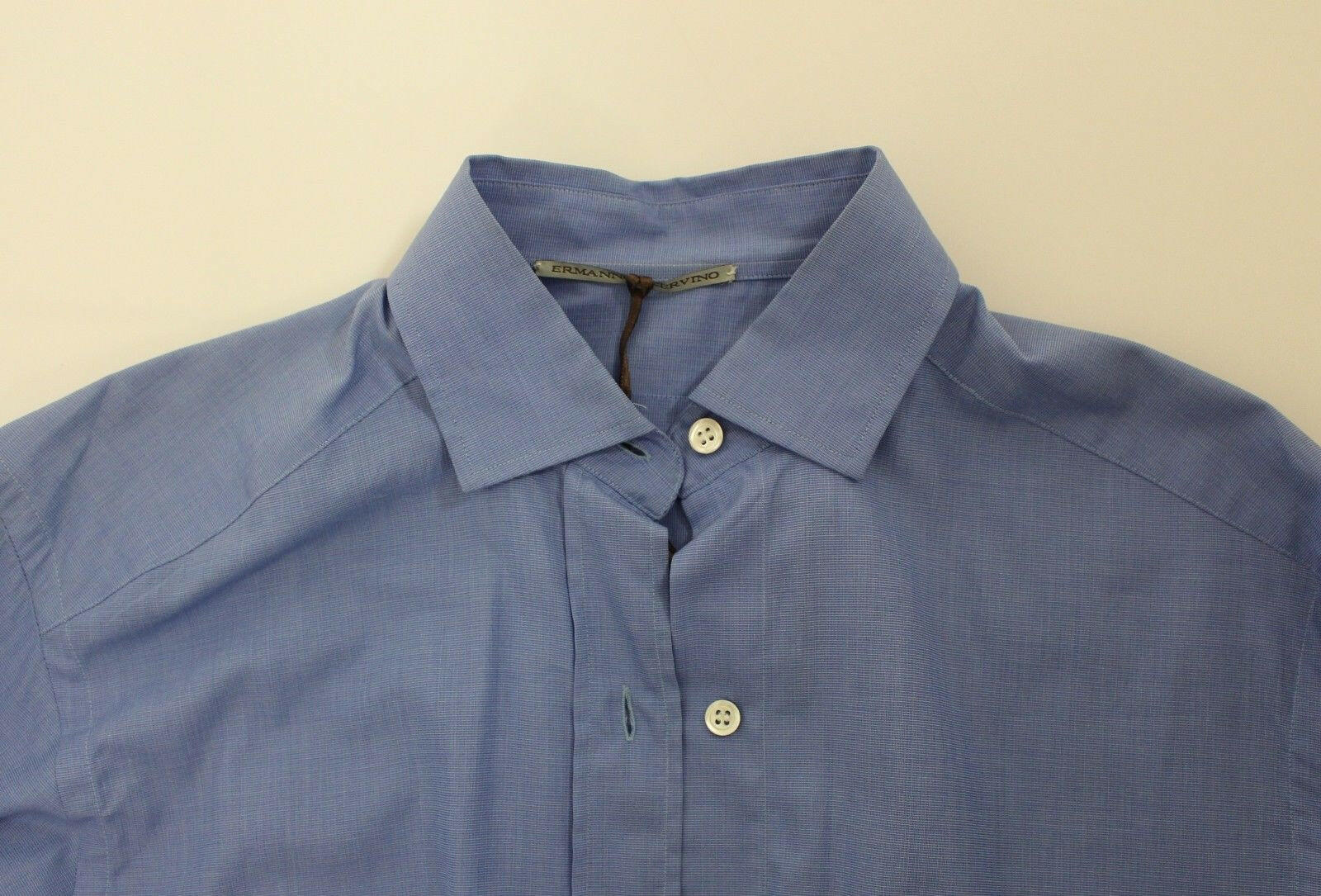Ermanno Scervino Blue Cotton Dress Classic Fit Shirt -   -  Ermanno Scervino.