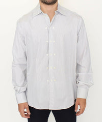 Ermanno Scervino White Gray Striped Regular Fit Casual Shirt -   -  Ermanno Scervino.