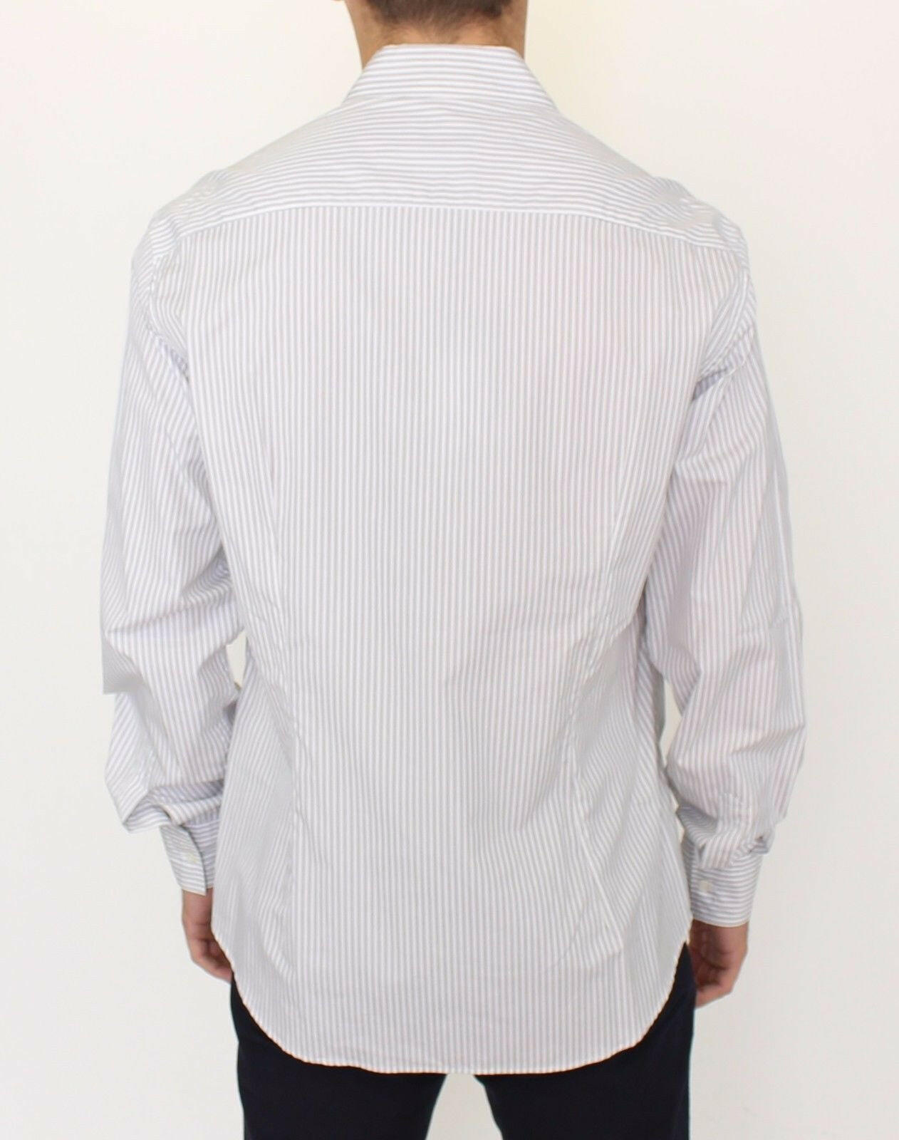 Ermanno Scervino White Gray Striped Regular Fit Casual Shirt -   -  Ermanno Scervino.