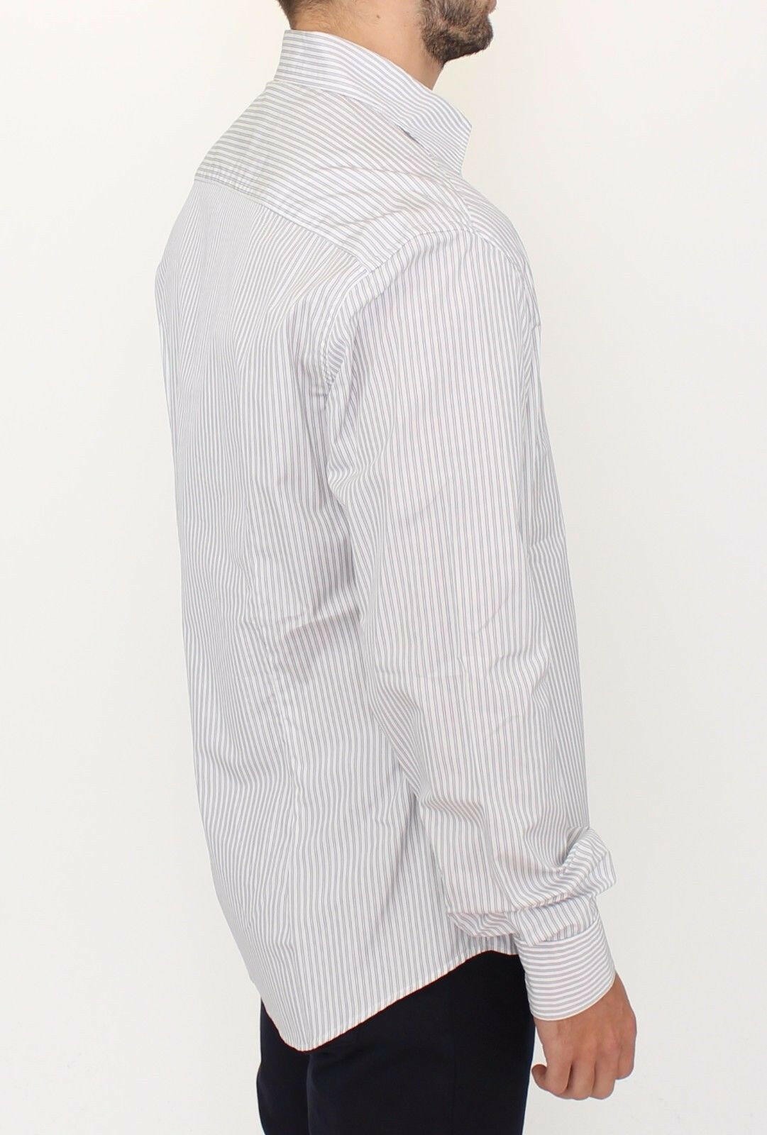 Ermanno Scervino White Gray Striped Regular Fit Casual Shirt -   -  Ermanno Scervino.