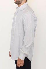 Ermanno Scervino White Gray Striped Regular Fit Casual Shirt -   -  Ermanno Scervino.