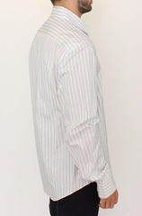 Ermanno Scervino White Black Striped Regular Fit Casual Shirt -   -  Ermanno Scervino.