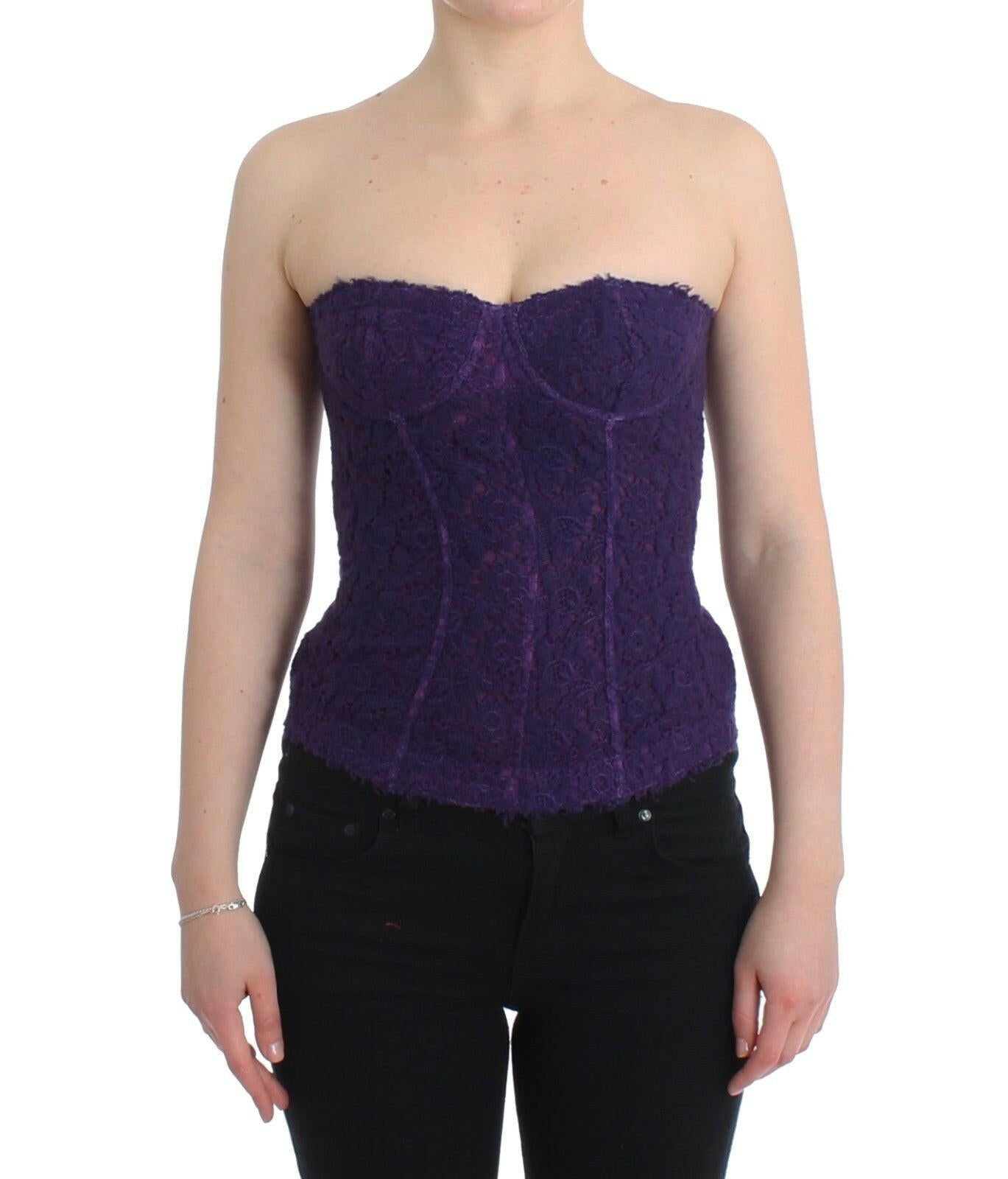 Ermanno Scervino Lingerie Purple Corset Bustier Top Floral Lace -   -  Ermanno Scervino.