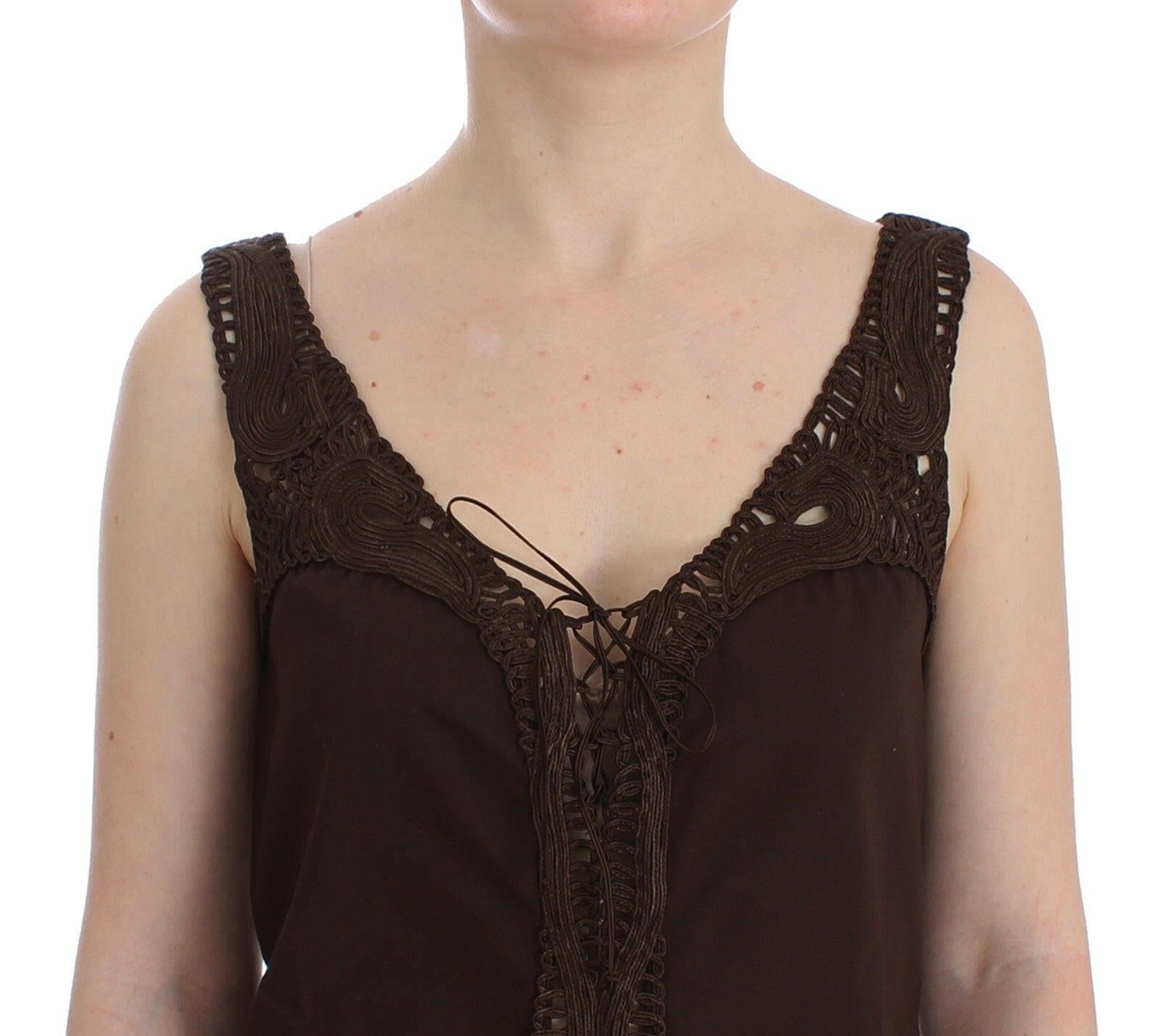 Ermanno Scervino Beachwear Brown Cotton Stretch Tunic Dress -   -  Ermanno Scervino.