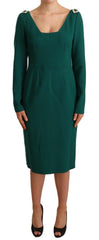 Dolce & Gabbana Green Stretch Crepe Crystal Midi Dress -   -  Dolce & Gabbana.