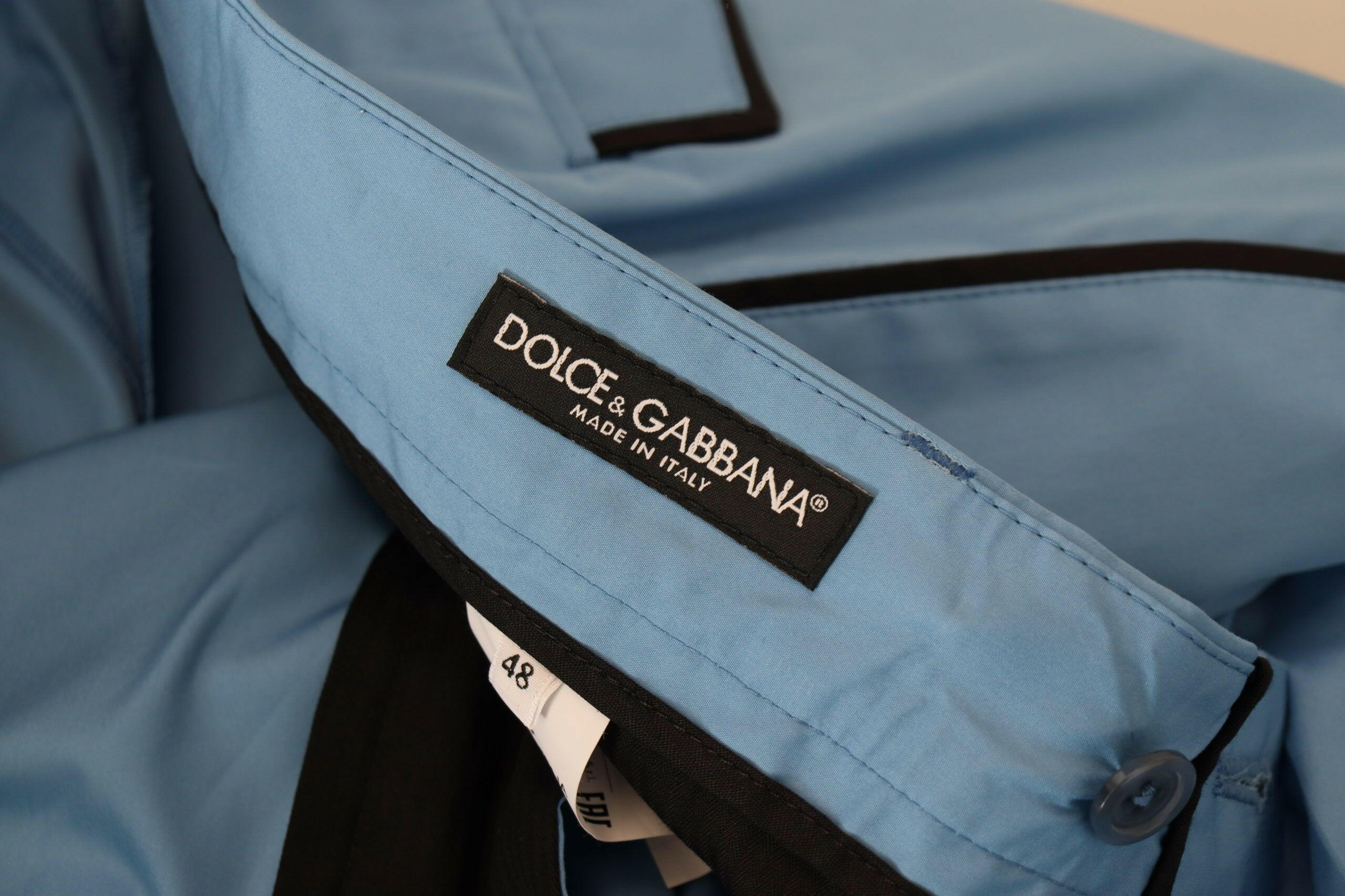 Dolce & Gabbana Blue Cotton Silk Trousers Chinos Pants -   -  Dolce & Gabbana.