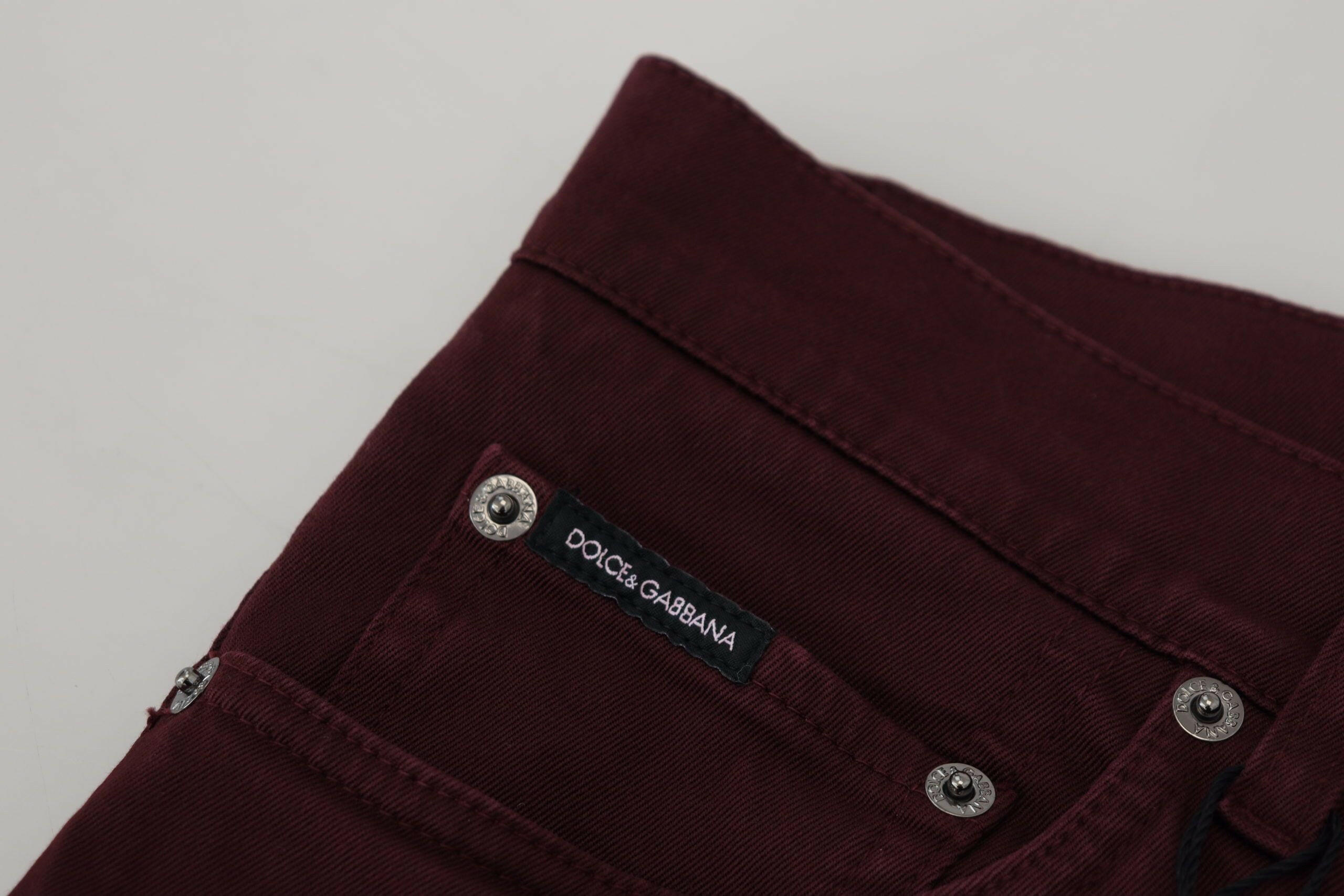 Dolce & Gabbana Bordeaux Cotton Stretch GOLD Denim Jeans -   -  Dolce & Gabbana.