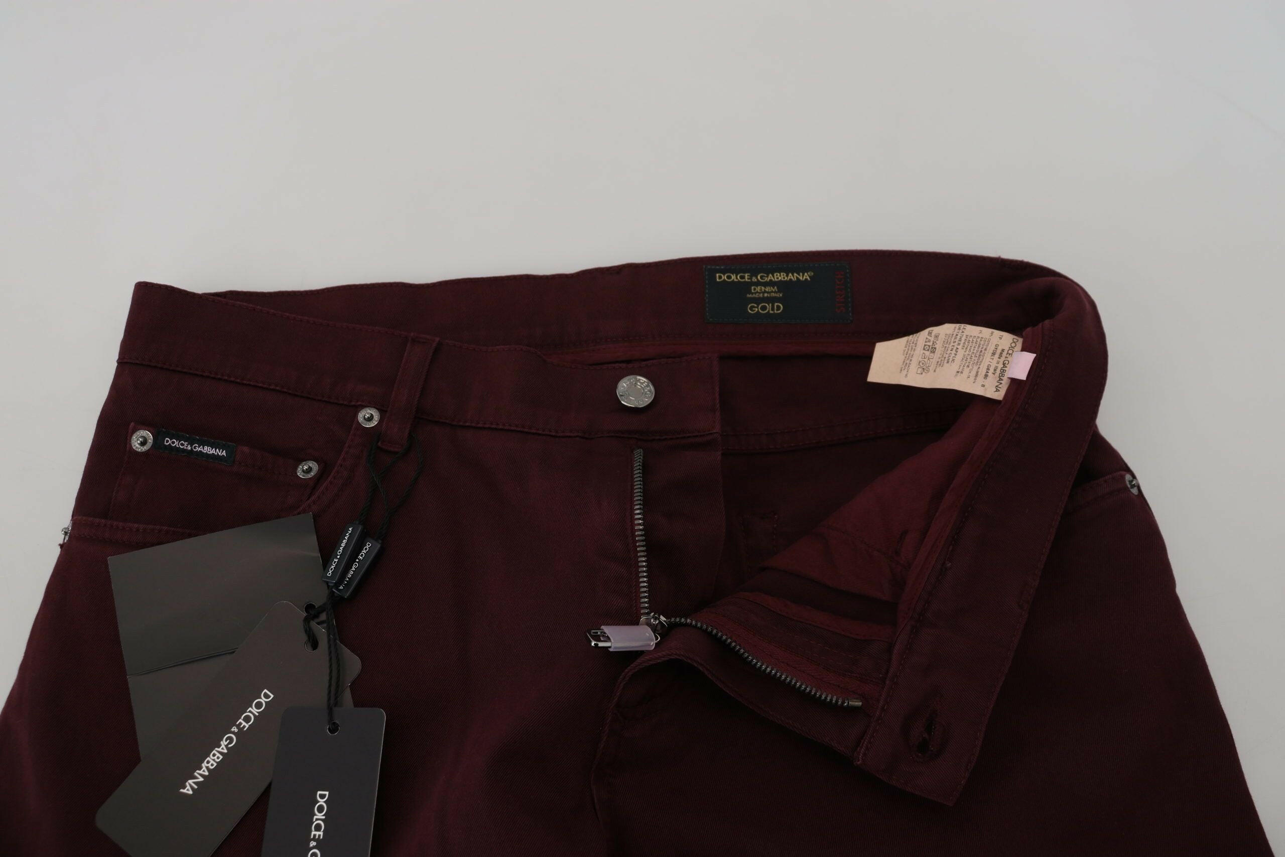 Dolce & Gabbana Bordeaux Cotton Stretch GOLD Denim Jeans -   -  Dolce & Gabbana.