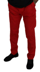 Dolce & Gabbana Red Cotton Slim Fit Trousers Chinos Pants -   -  Dolce & Gabbana.