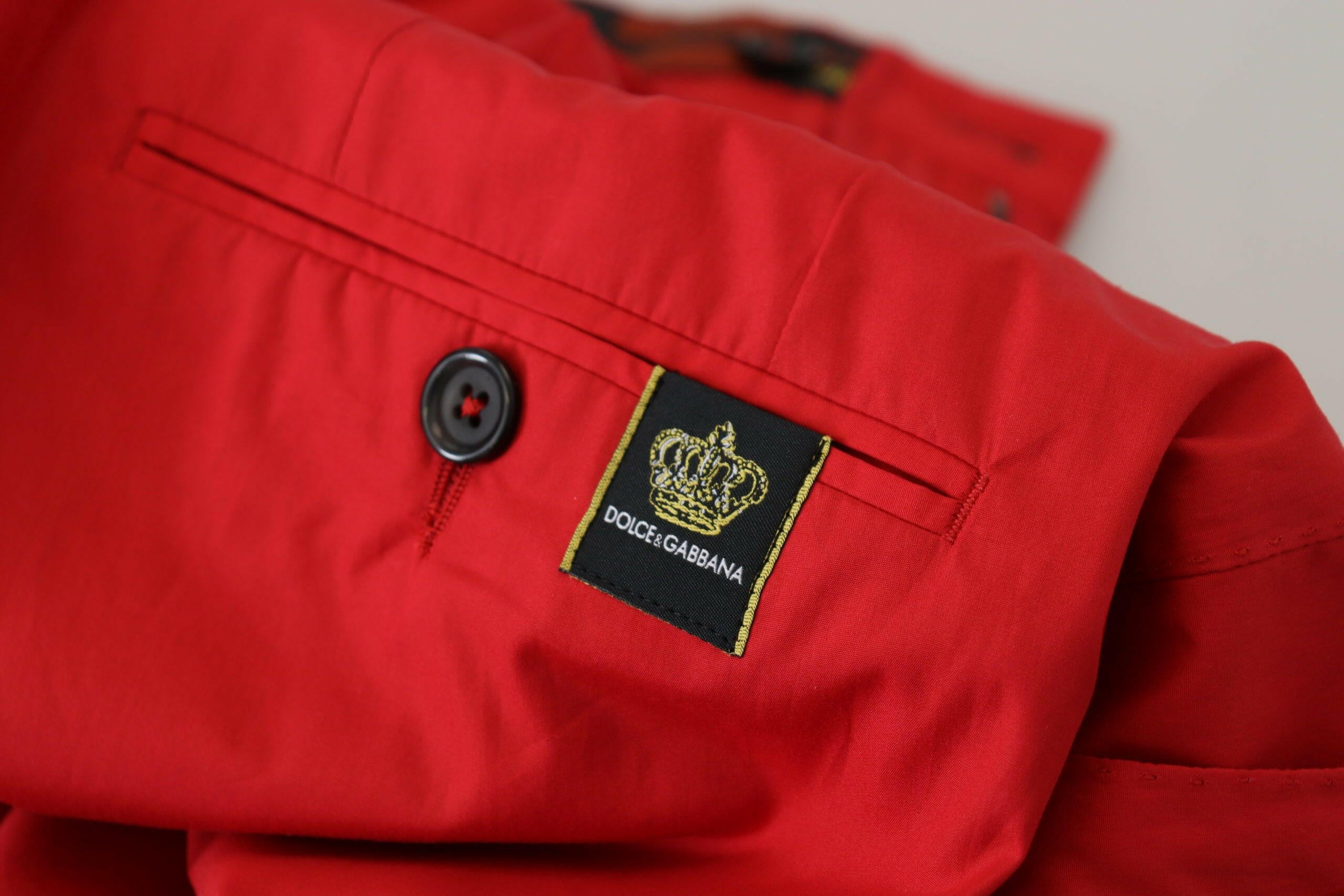 Dolce & Gabbana Red Cotton Slim Fit Trousers Chinos Pants -   -  Dolce & Gabbana.